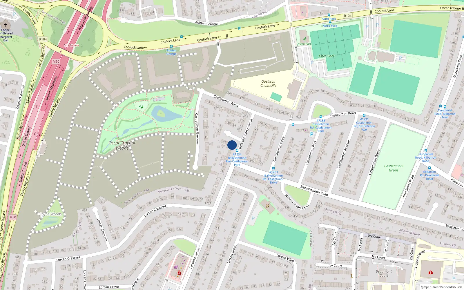 Overhead map showing the location of 17A Ballyshannon Avenue, Kilmore West, Dublin 5