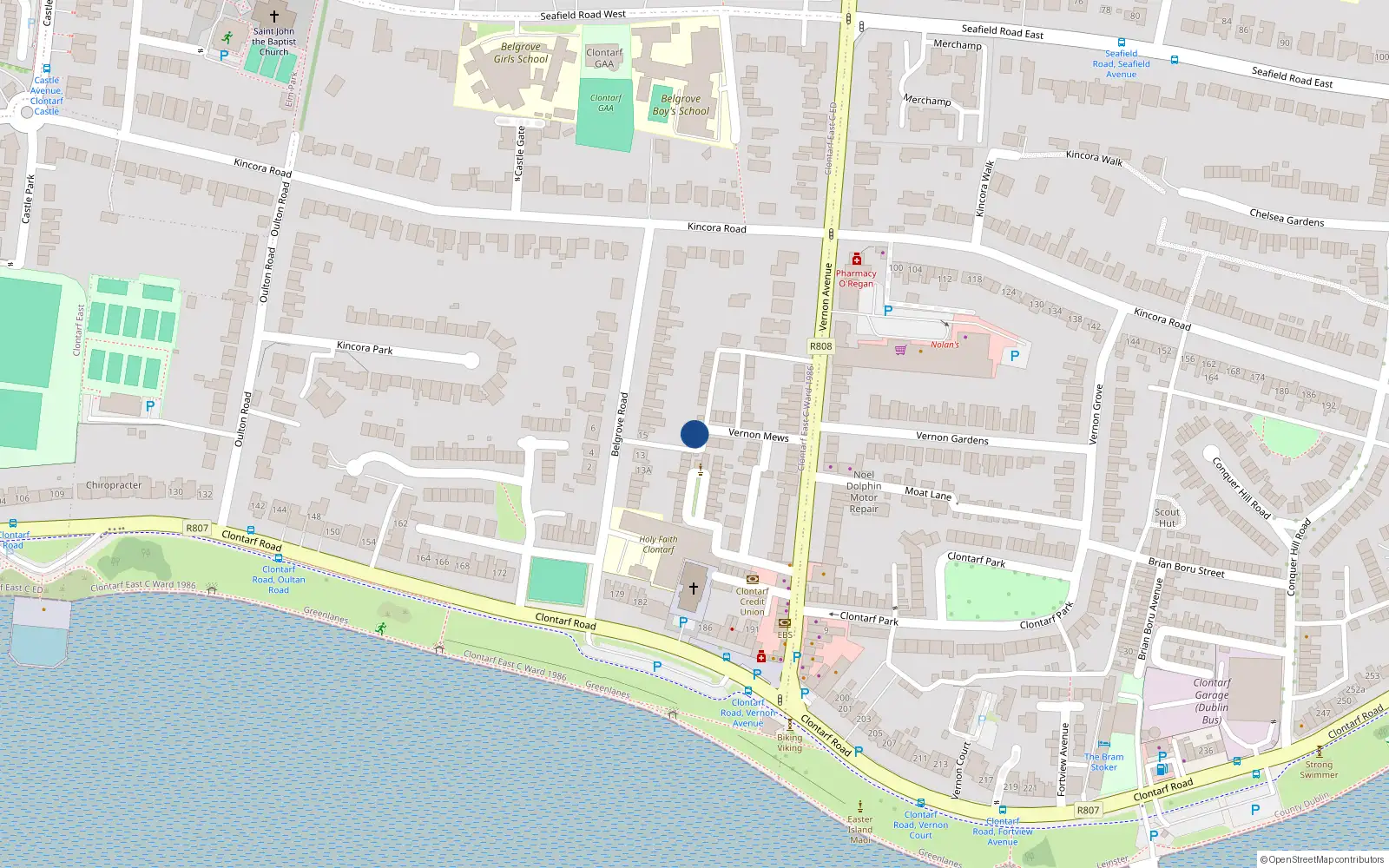 Overhead map showing the location of 17A Belgrove Road, Dublin 3