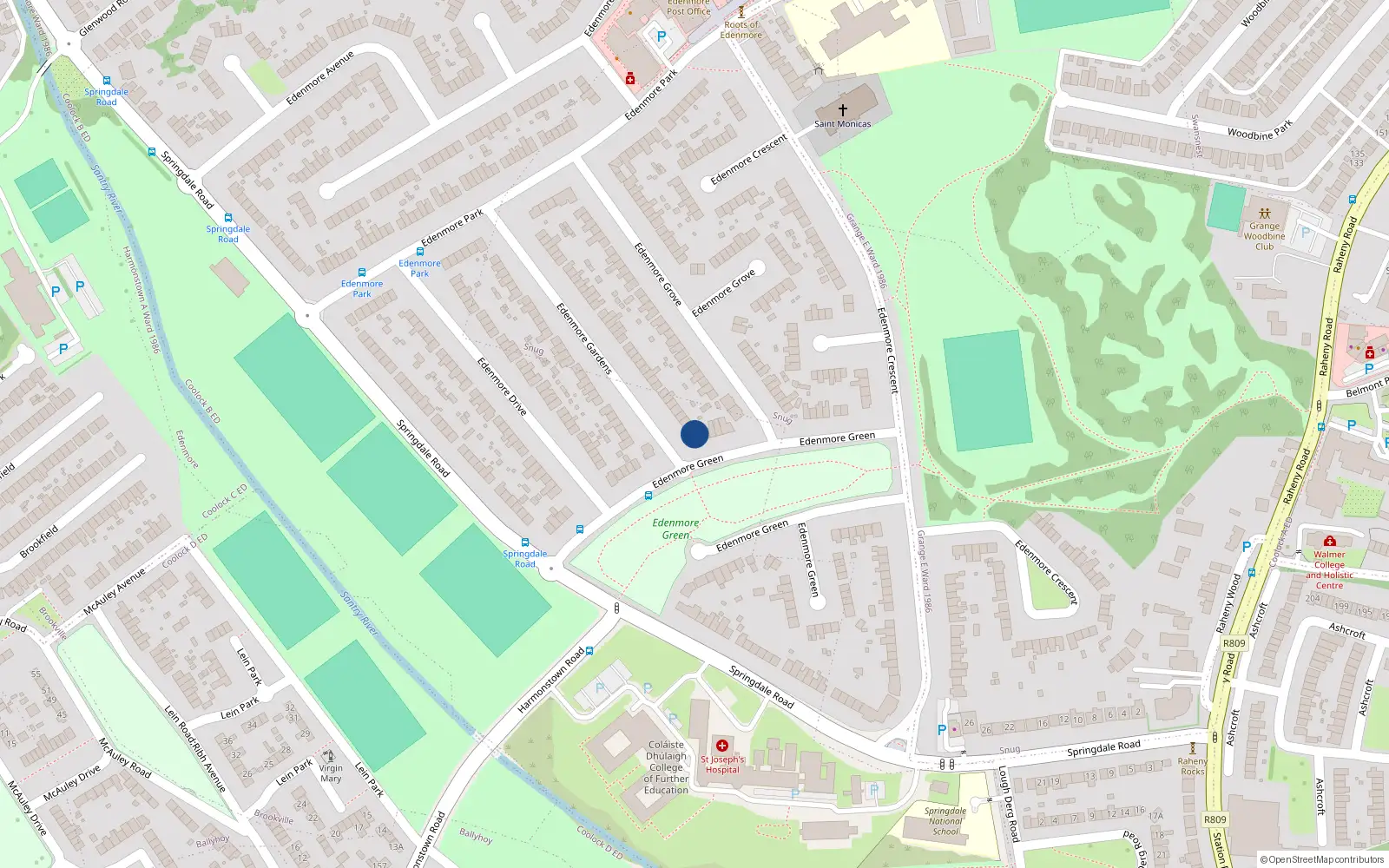 Overhead map showing the location of 17A Edenmore Green, Dublin 5
