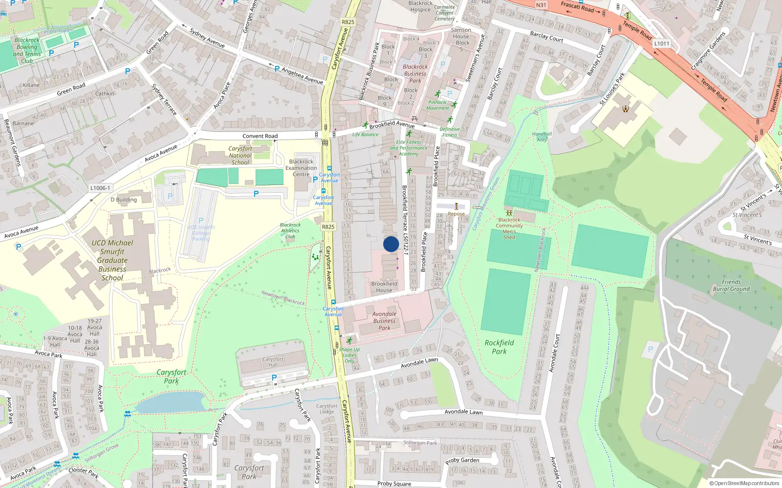 Overhead map showing the location of 17A Ventura Mews, Brookfield Terrace, Blackrock
