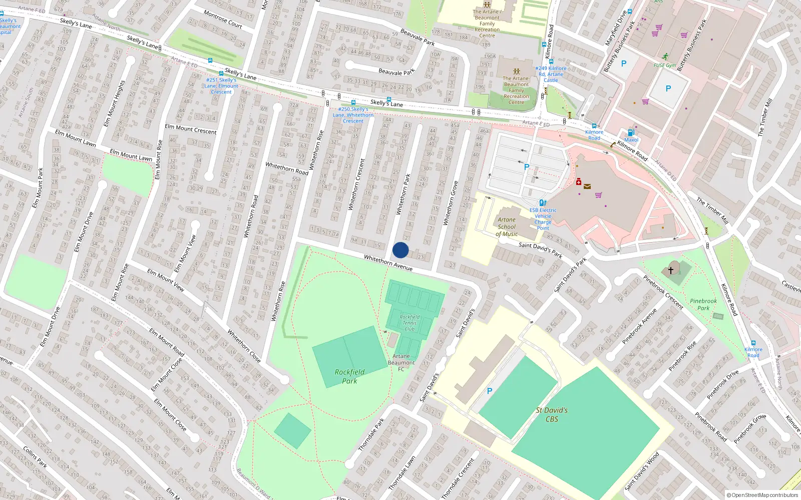 Overhead map showing the location of 17A Whitethorn Avenue, Dublin 5