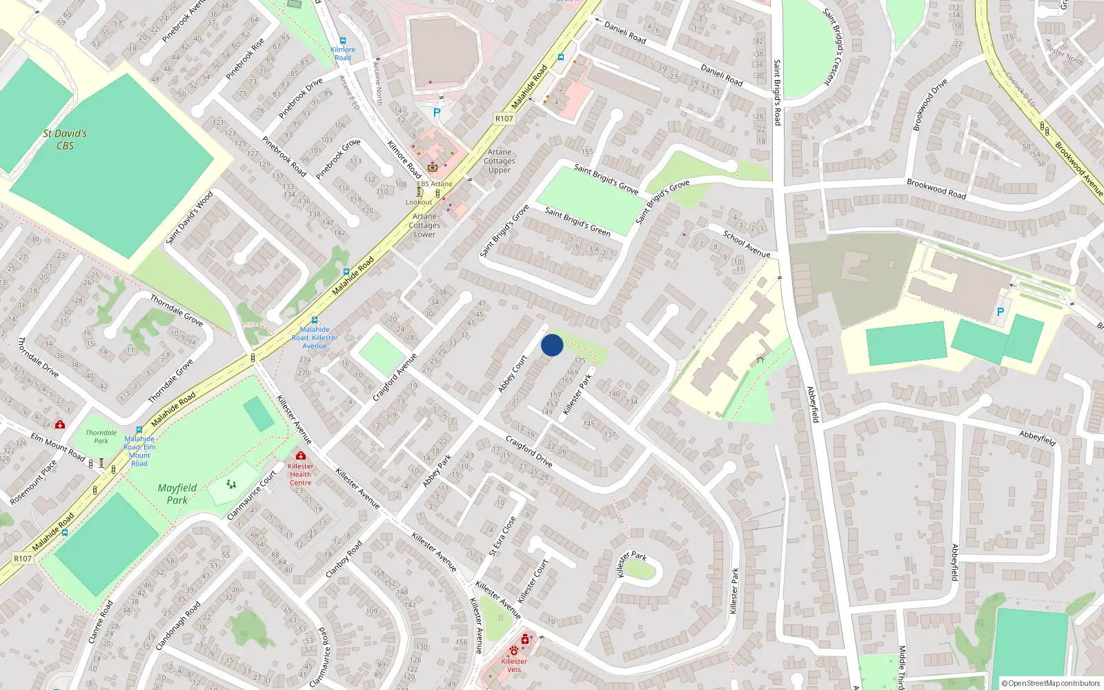 Overhead map showing the location of 18 Abbey Court, Killester, Dublin 5