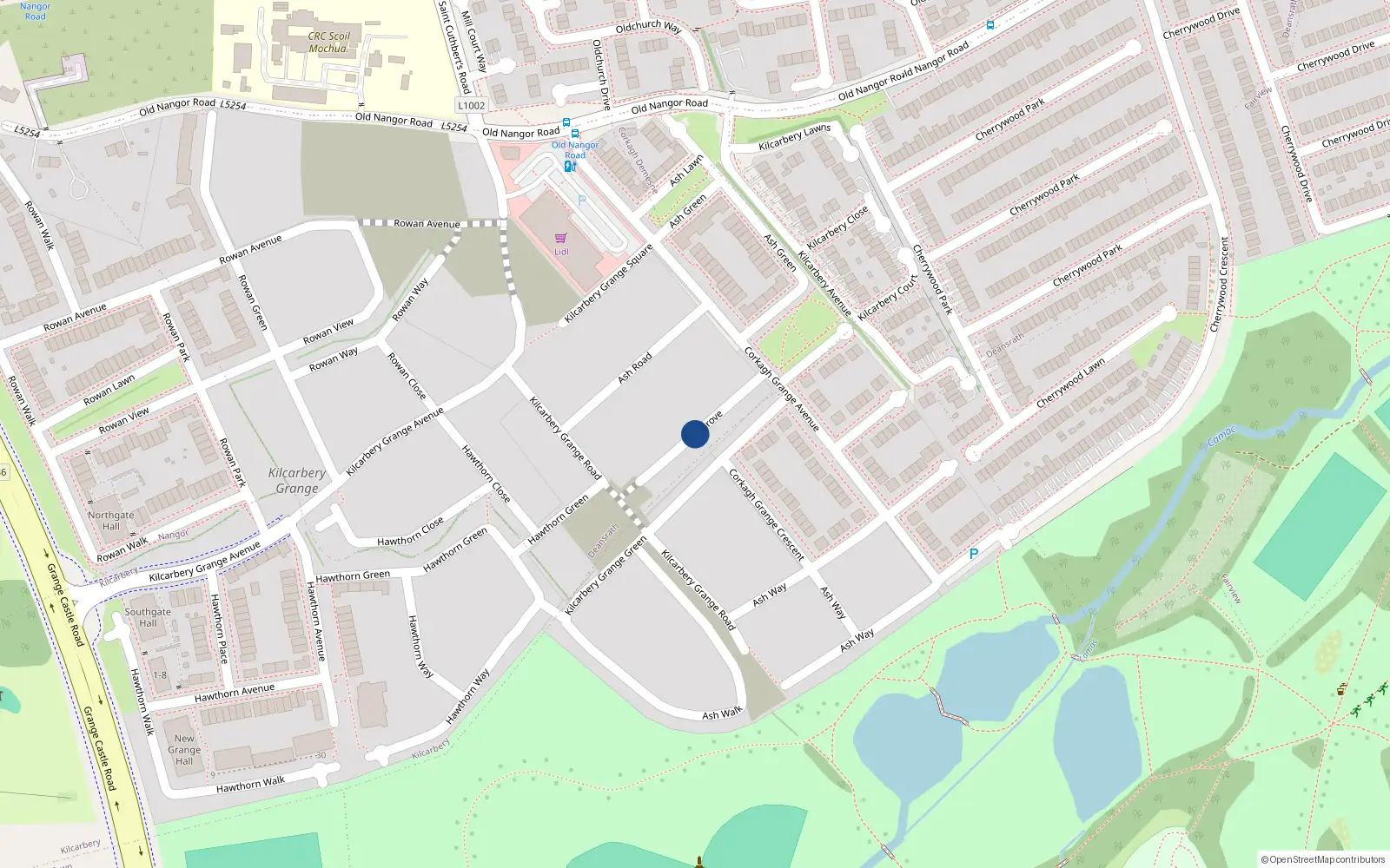 Overhead map showing the location of 18 Ash Grove, Dublin