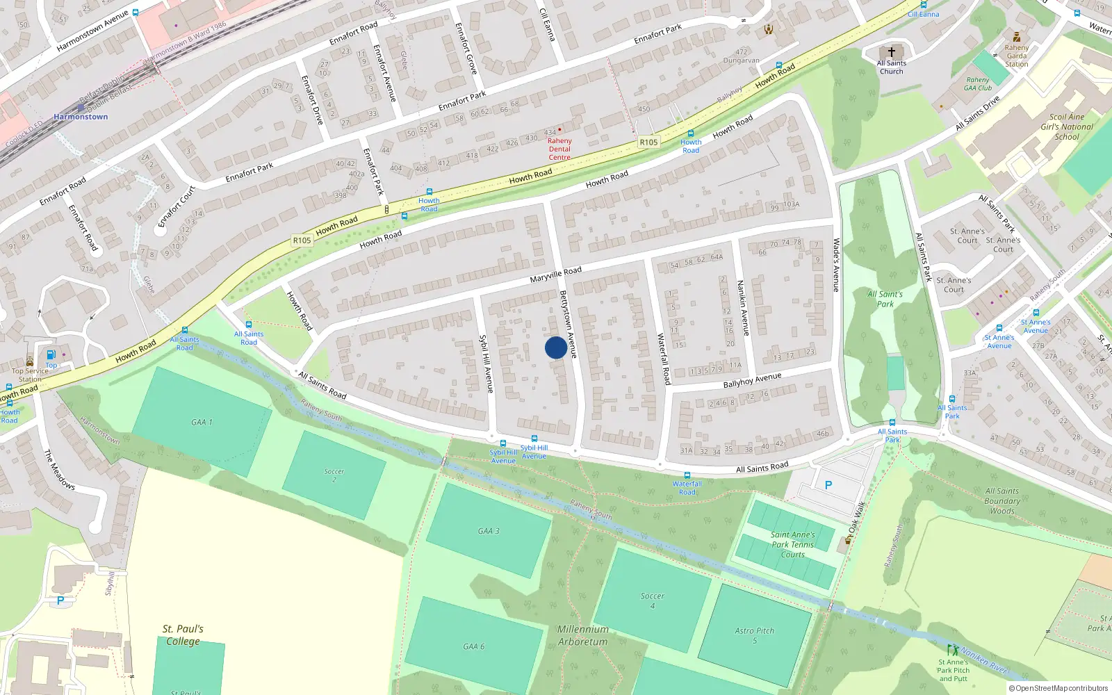 Overhead map showing the location of 18 Bettystown Avenue, Dublin 5