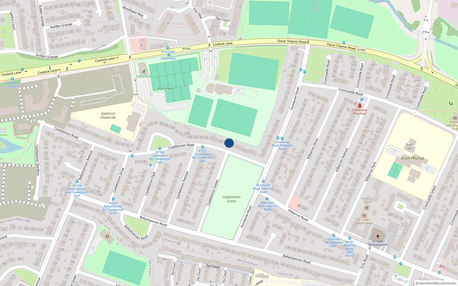 Overhead map showing the location of 18 Castletimon Road, Dublin 5