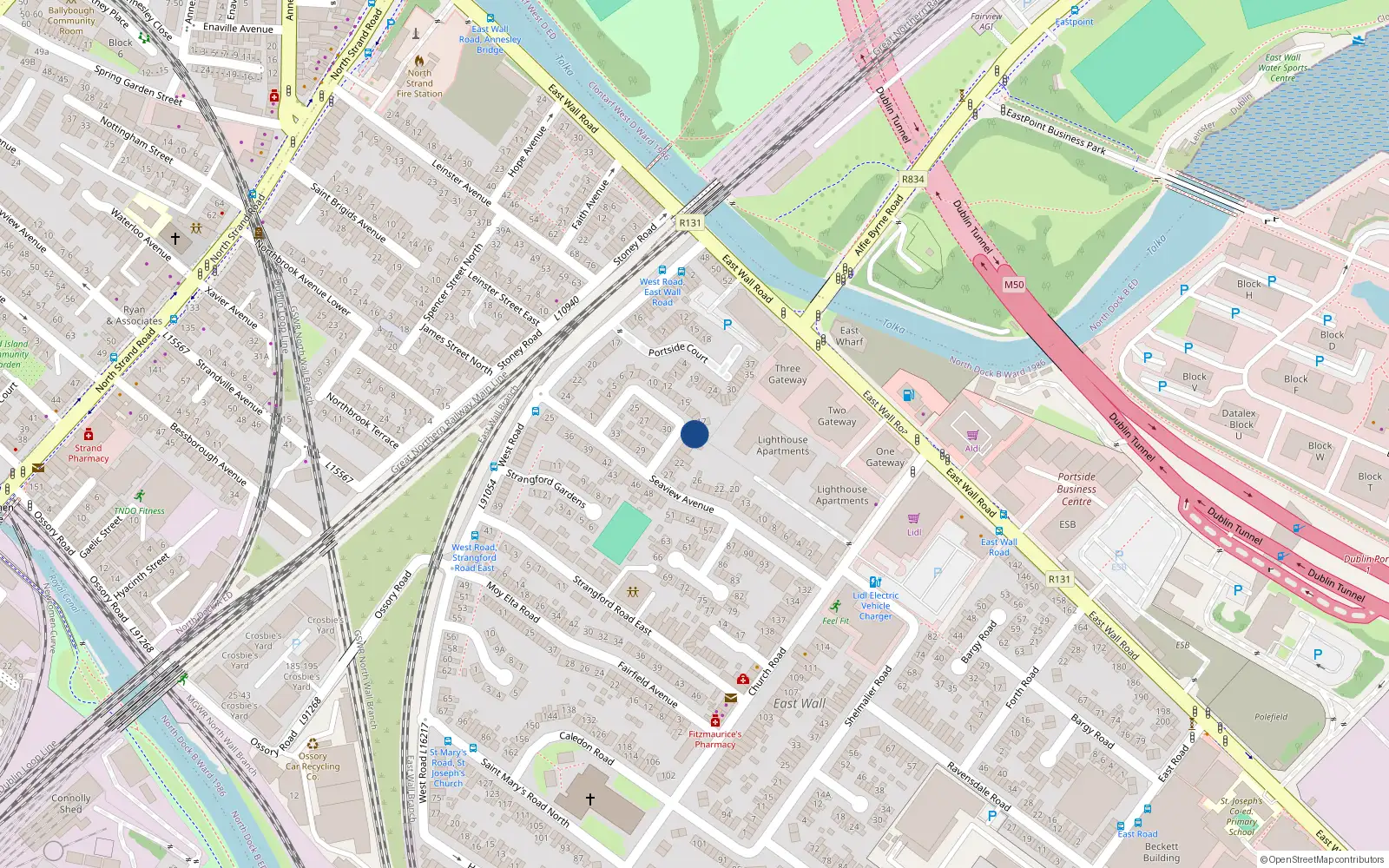 Overhead map showing the location of 18 Crescent Gardens, Dublin 3