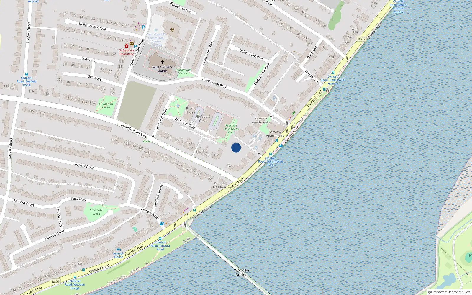 Overhead map showing the location of 18 Danescourt, Clontarf, Dublin 3