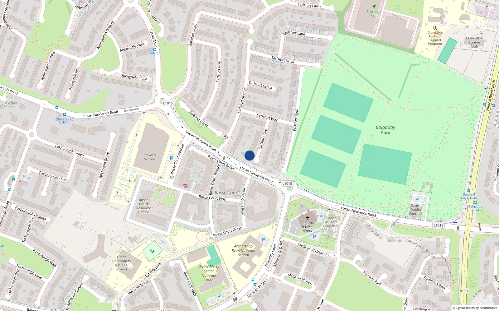 Overhead map showing the location of 18 Earlsfort Vale, Lucan