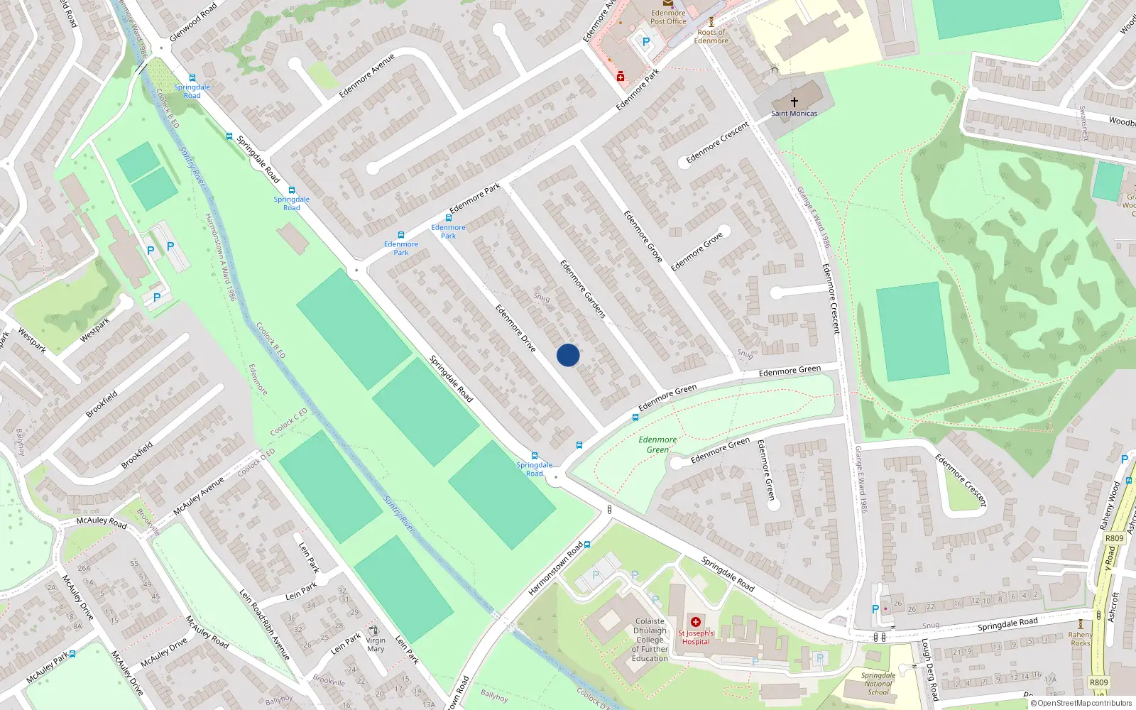 Overhead map showing the location of 18 Edenmore Drive, Dublin 5