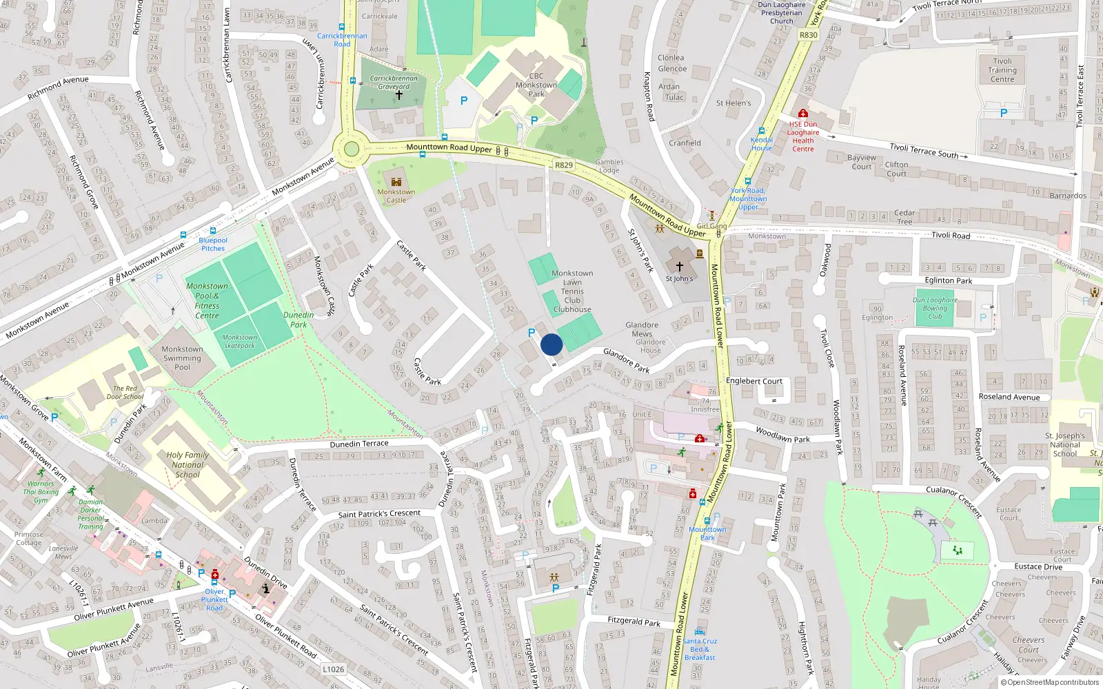 Overhead map showing the location of 18 Glandore Park, Dublin