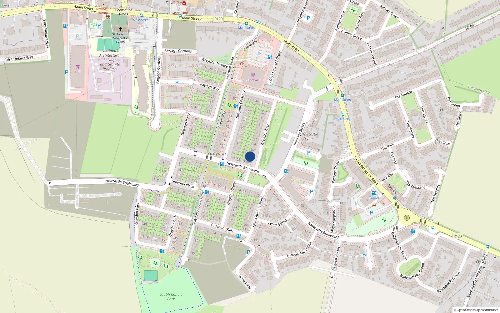 Overhead map showing the location of 18 Graydon Glen, Newcastle