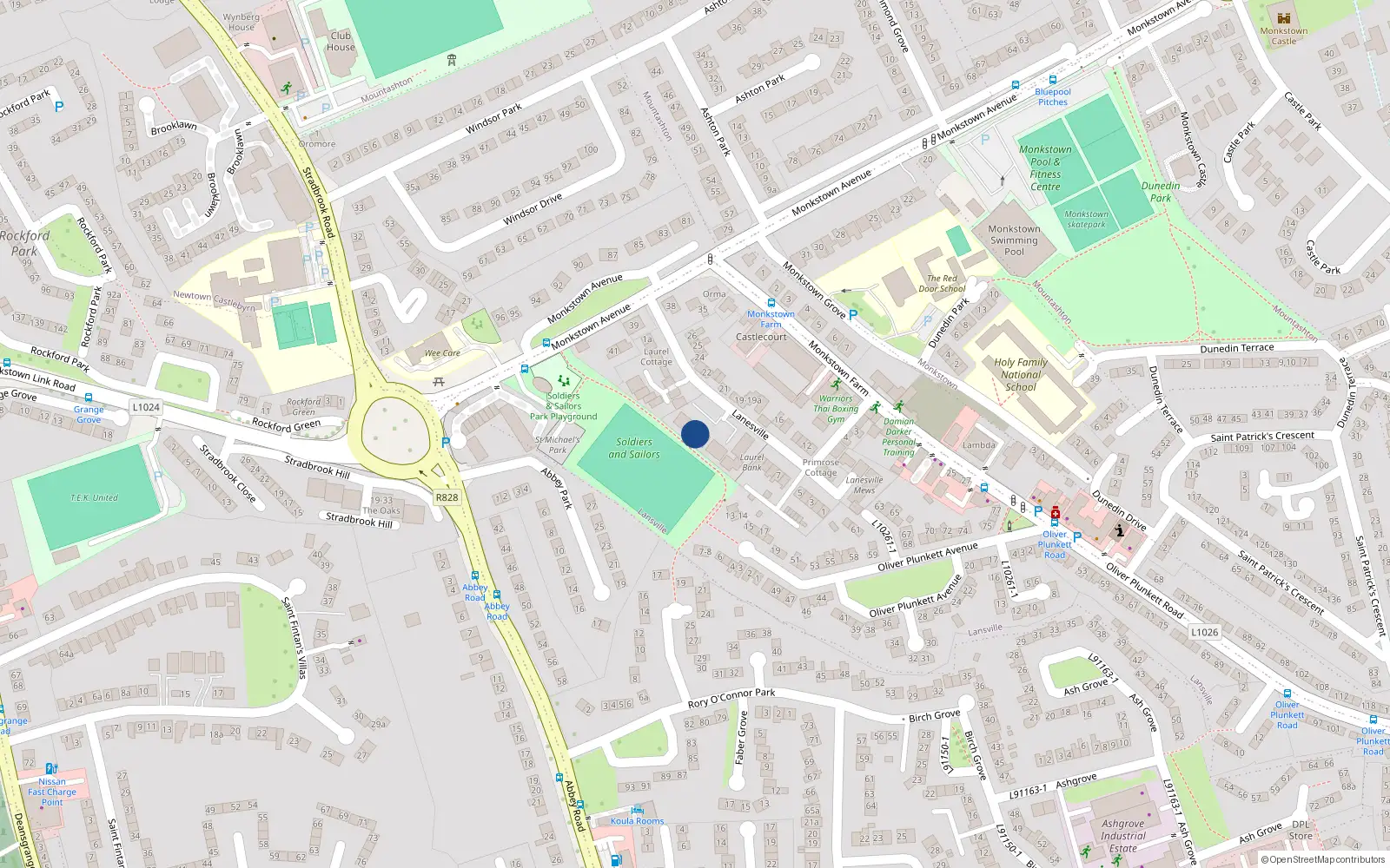 Overhead map showing the location of 18 Laurel Bank, Lanesville, Monkstown