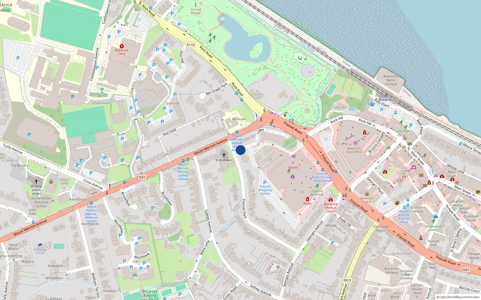 Overhead map showing the location of 18 Lislea, Blackrock