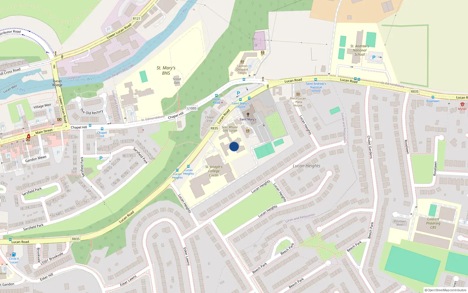 Overhead map showing the location of 18 Lucan Heights, Lucan