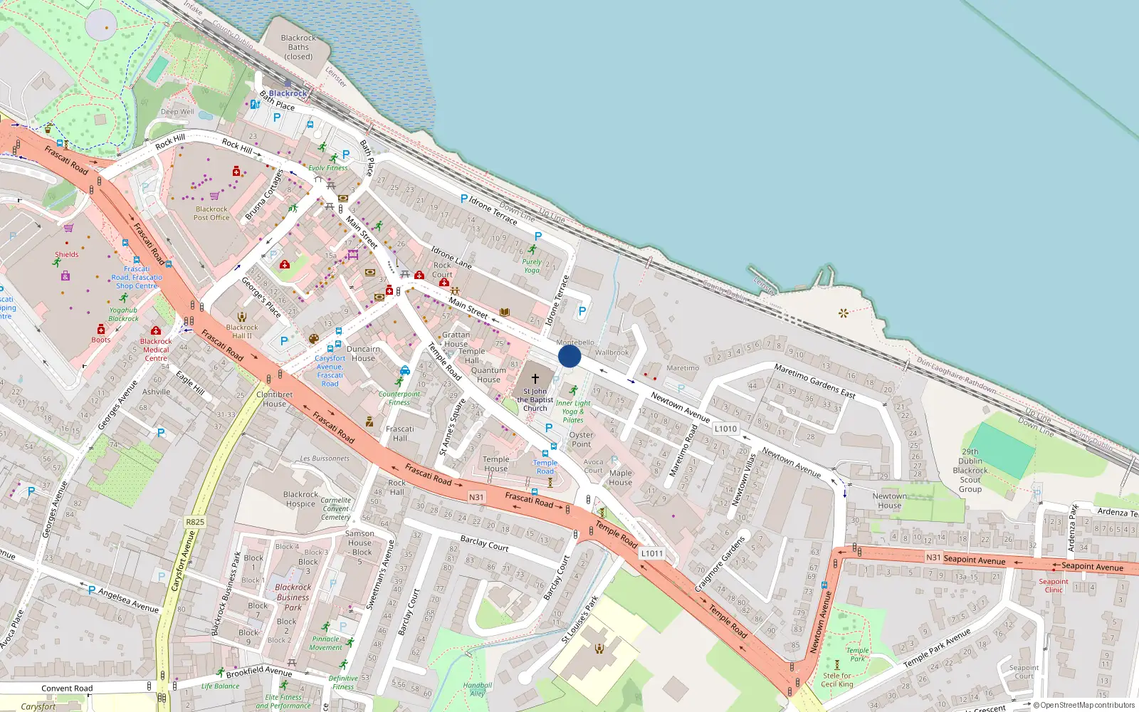 Overhead map showing the location of 18 Maretimo Villas, Dublin