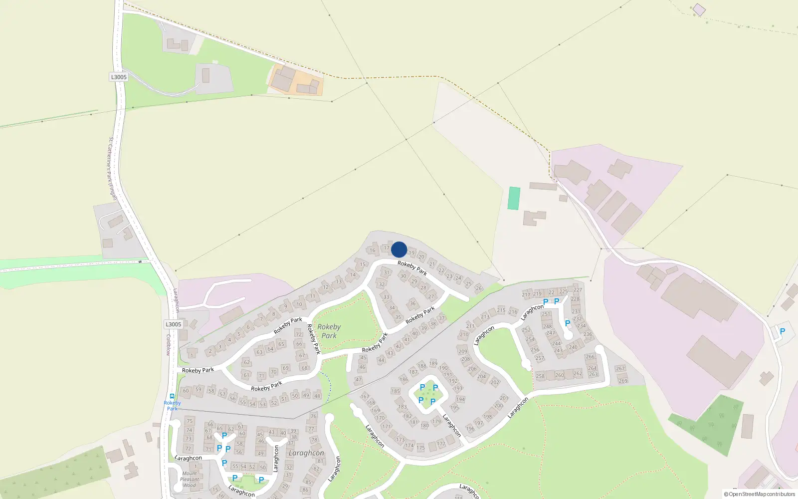 Overhead map showing the location of 18 Rokeby Park, Lucan