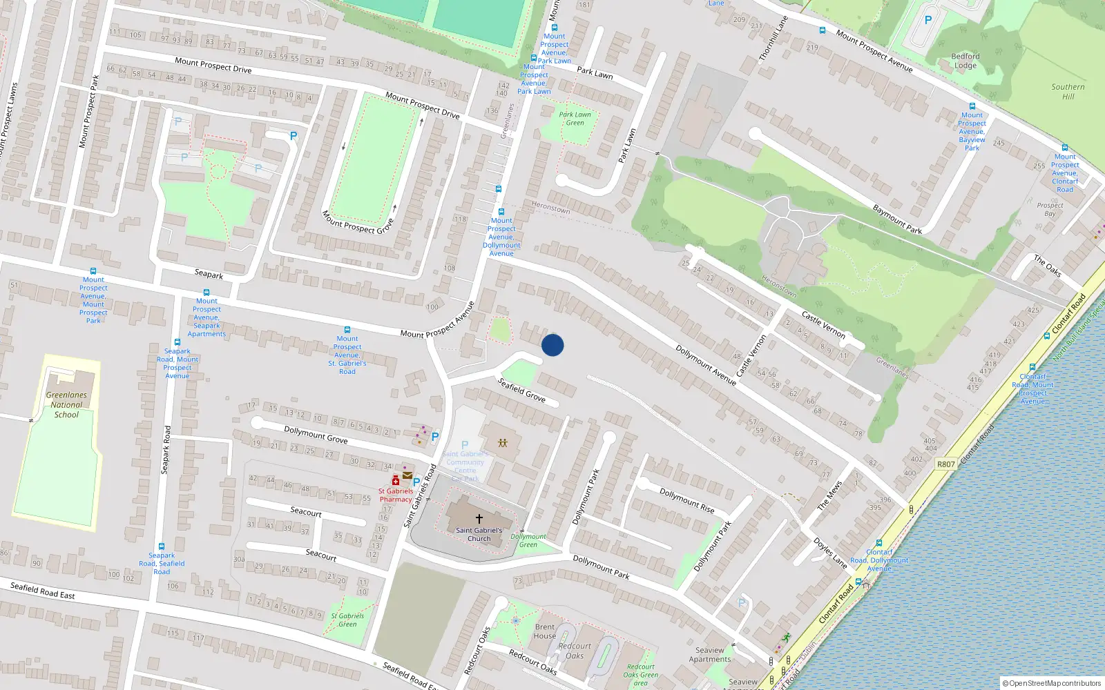 Overhead map showing the location of 18 Seafield Grove, Dublin 3