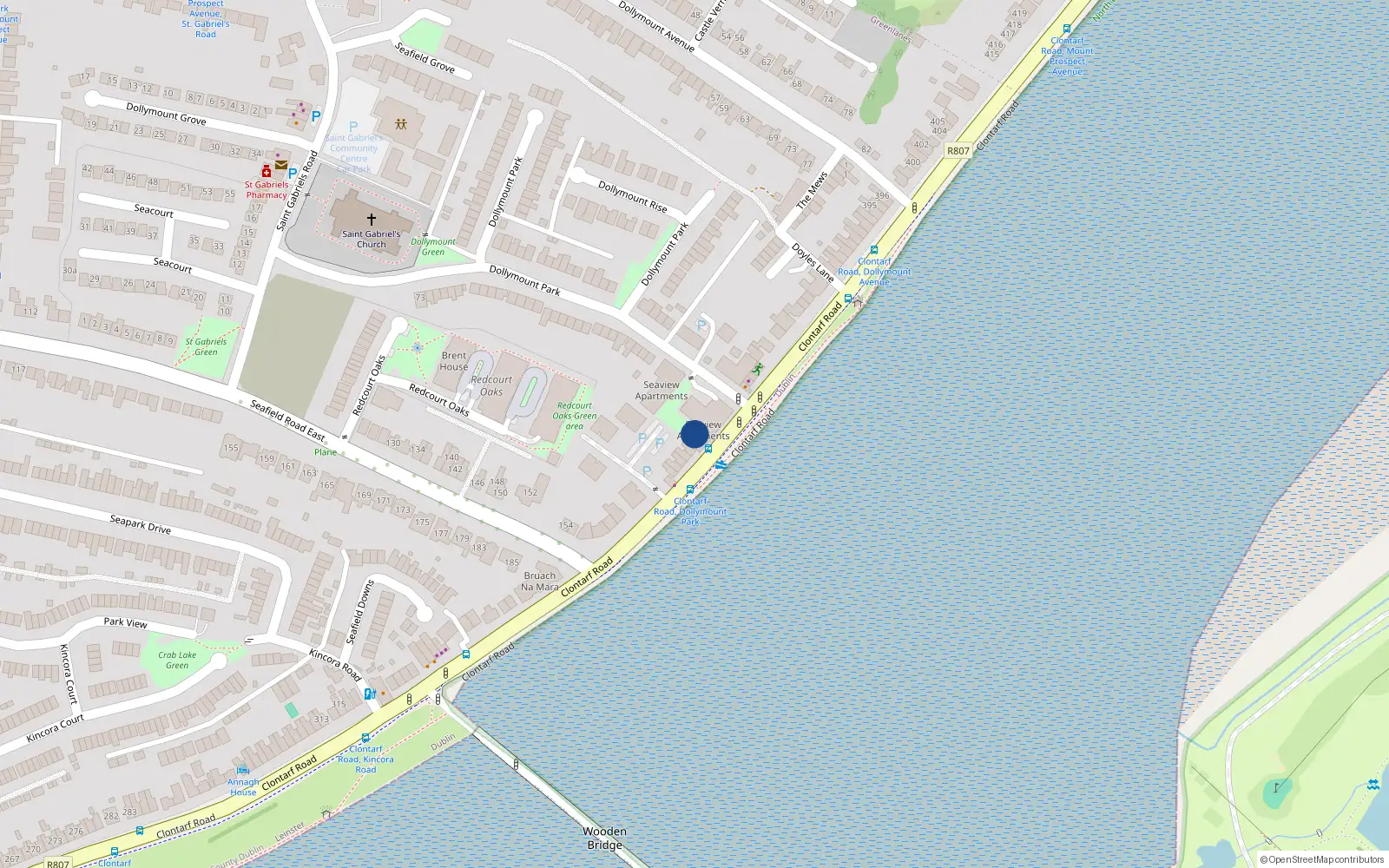 Overhead map showing the location of 18 Seascape, 366-368 Clontarf Road, Dublin 3