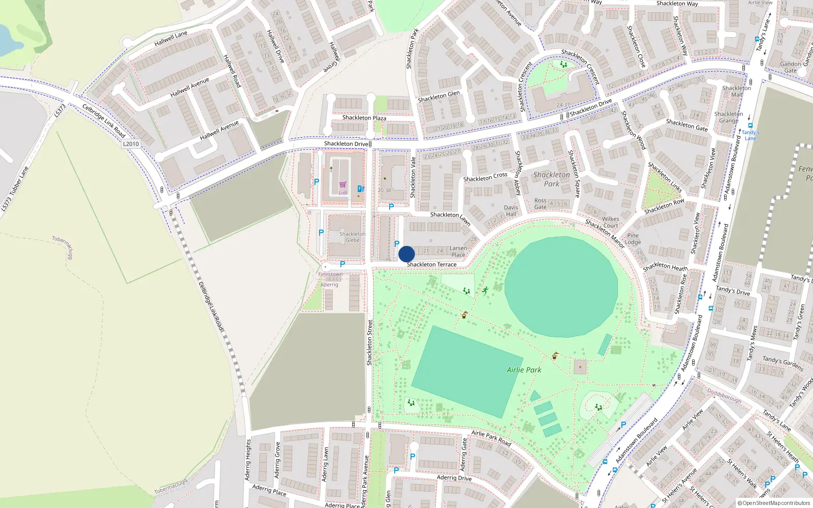 Overhead map showing the location of 18 Shackleton Terrace, Finnstown