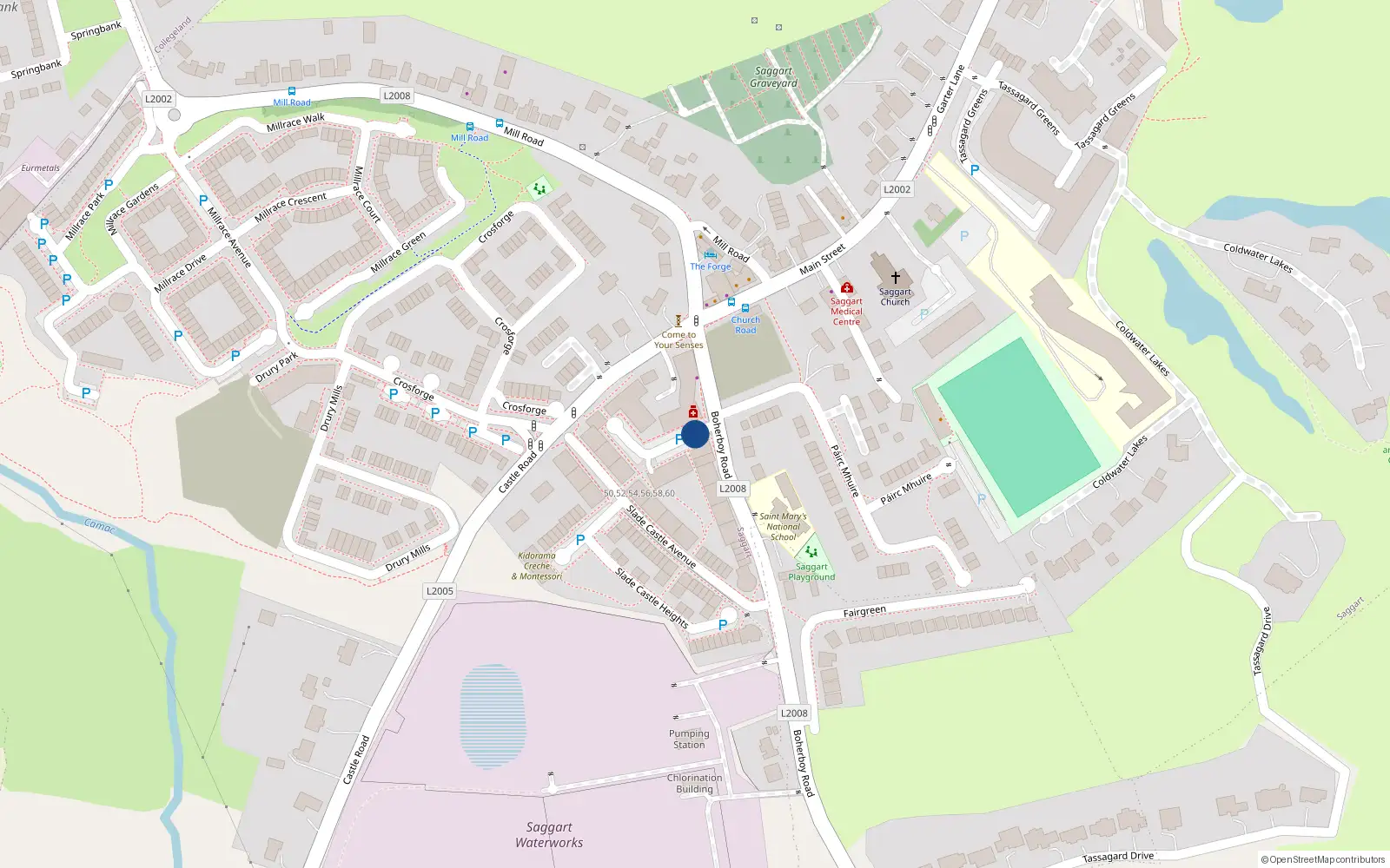 Overhead map showing the location of 18 Slade Castle Court, Saggart