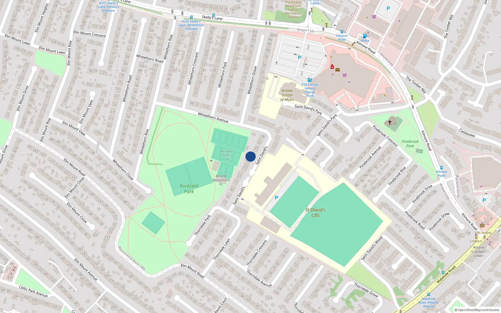 Overhead map showing the location of 18 St Davids, Whitethorn Avenue, Artane Dublin 5