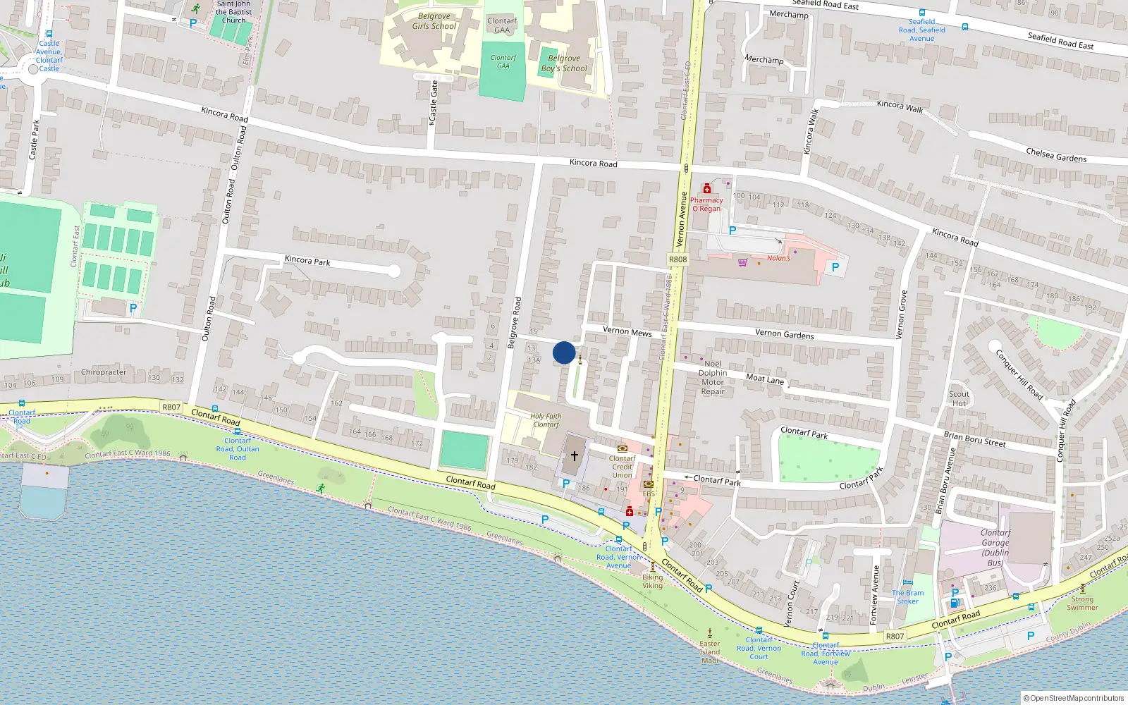Overhead map showing the location of 18 St Josephs Square, Dublin 3