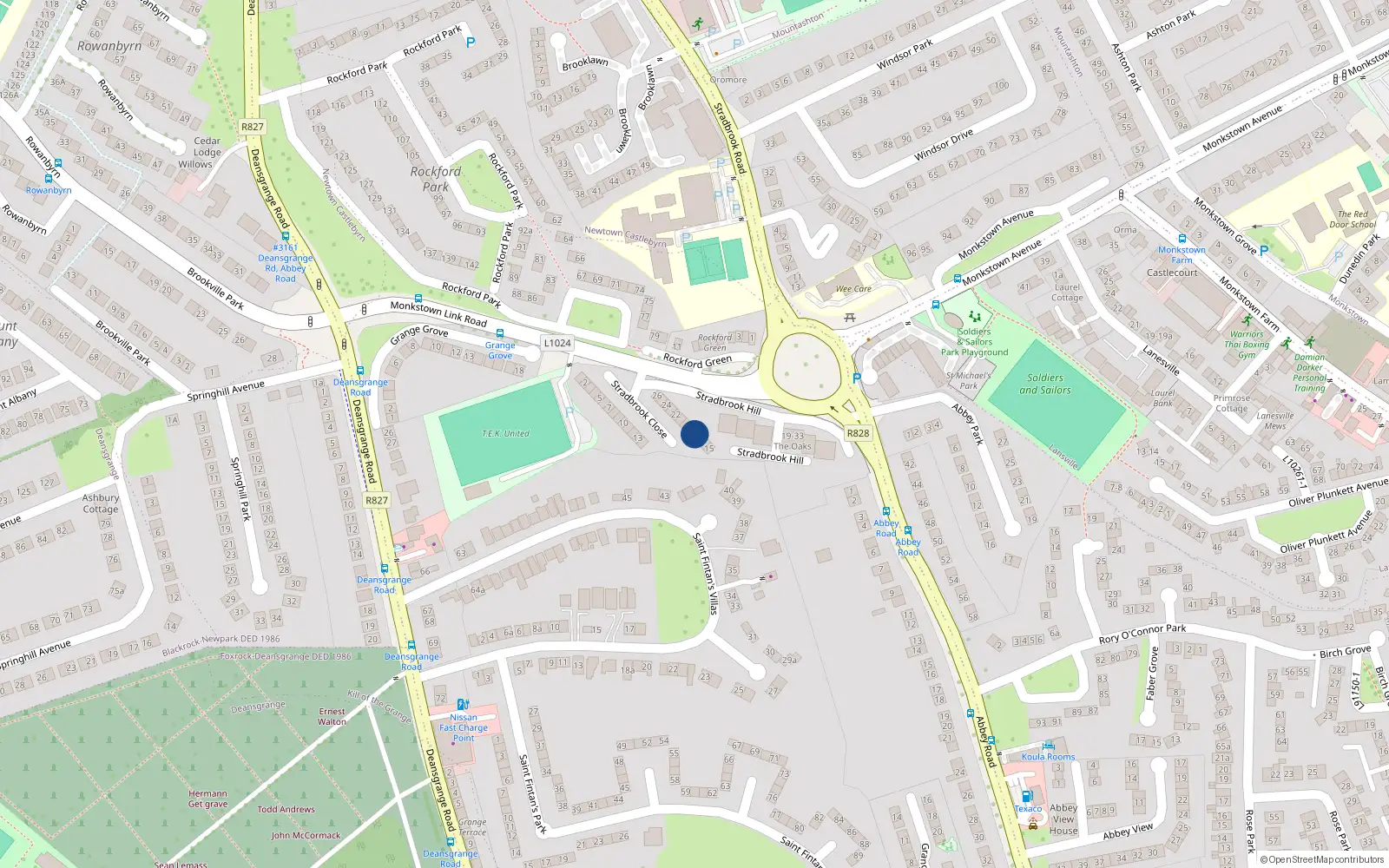 Overhead map showing the location of 18 Stradbrook Close, Kill of the Grange