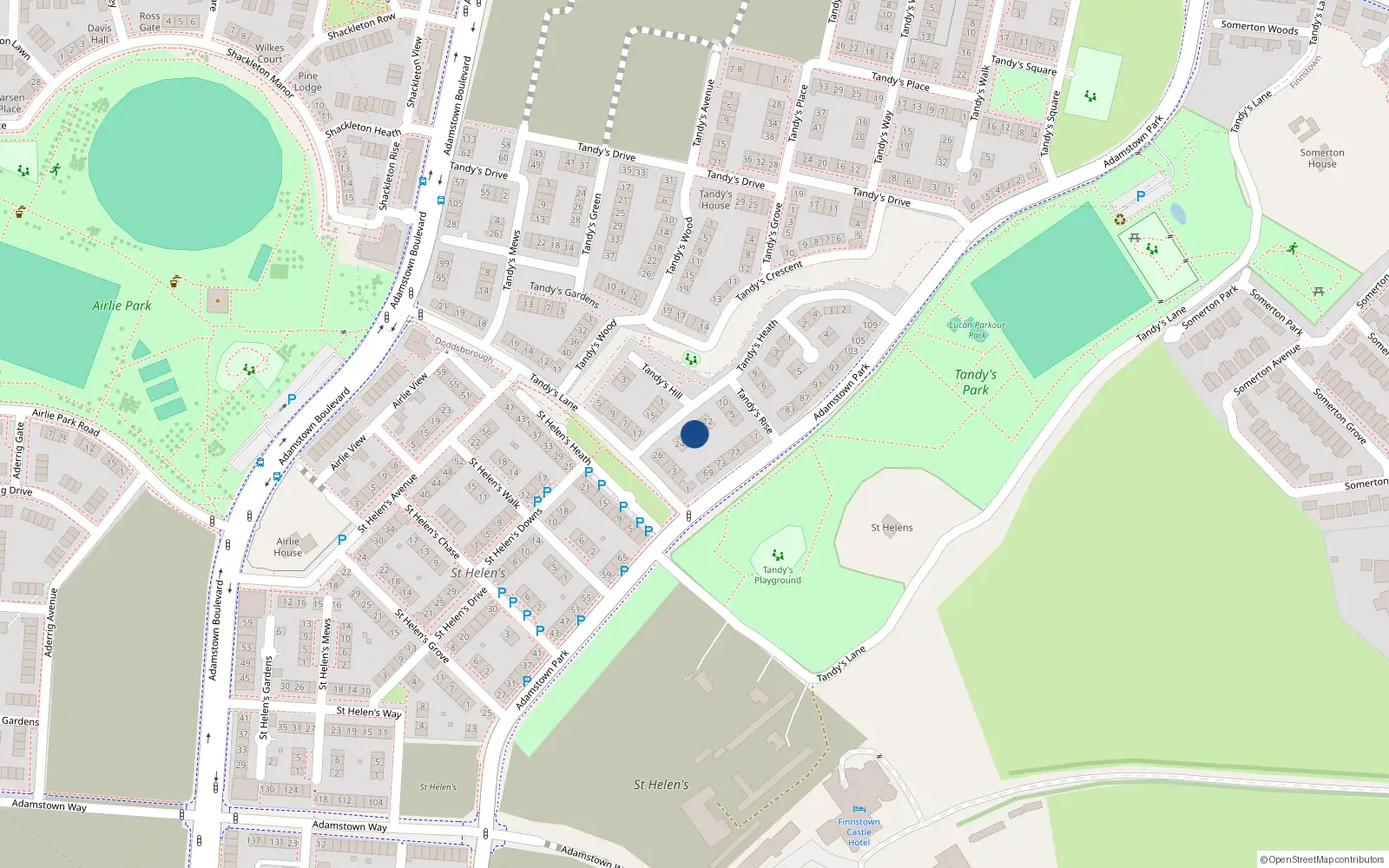 Overhead map showing the location of 18 Tandy's Heath, Lucan