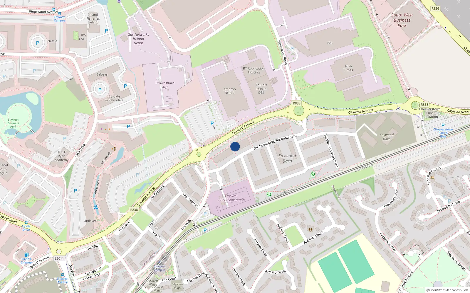 Overhead map showing the location of 18 The Boulevard, Brownsbarn