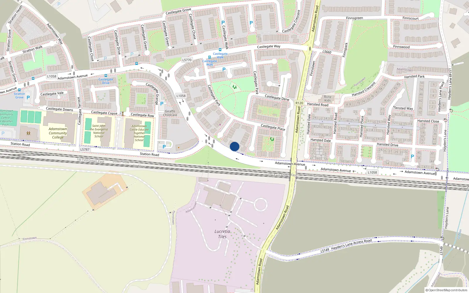 Overhead map showing the location of 18 the Heath, Castlegate, Adamstown