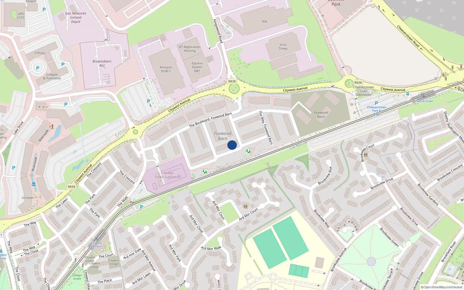 Overhead map showing the location of 18 The Park, Citywest