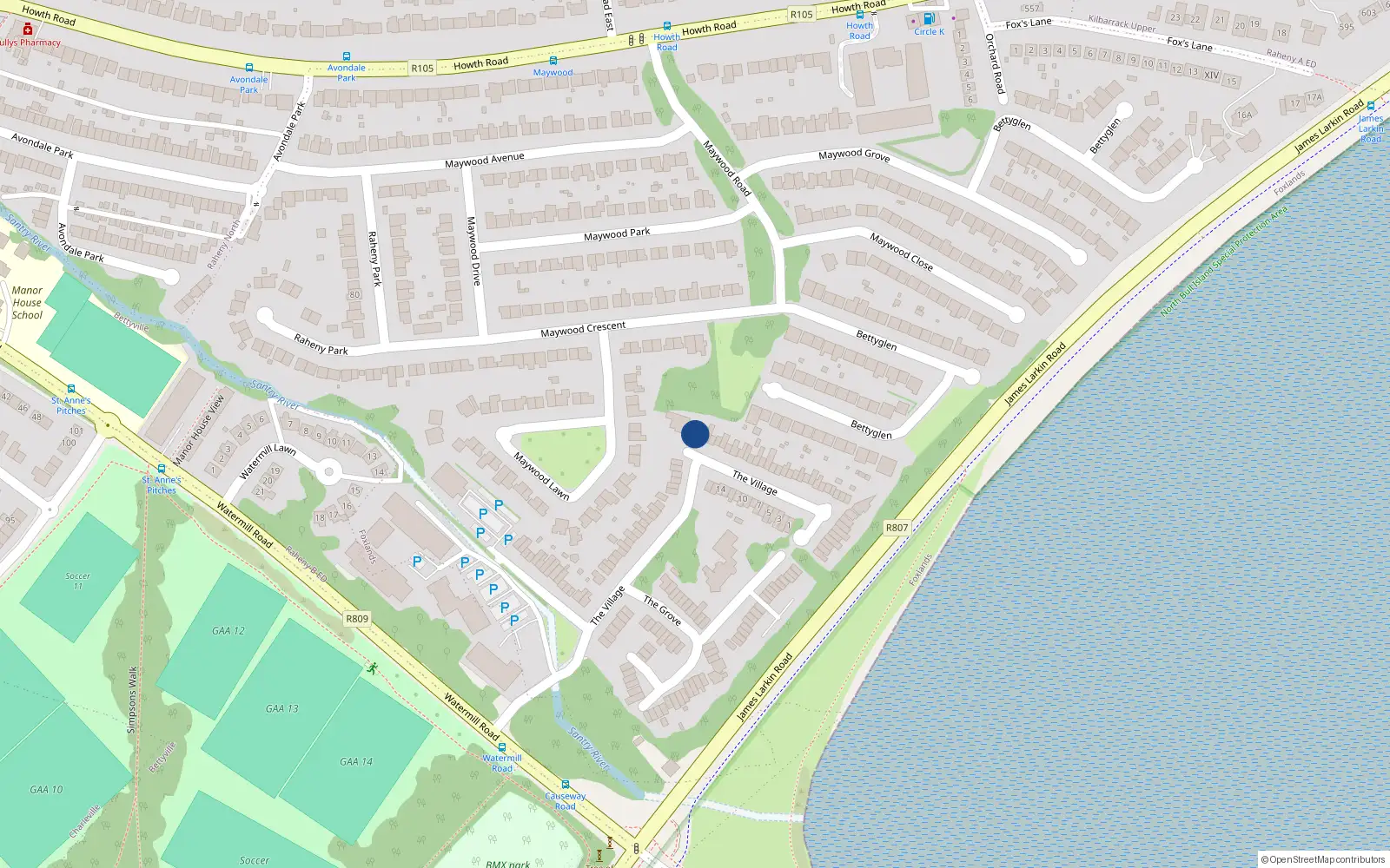 Overhead map showing the location of 18 the Village, Bettyglen, Raheny Dublin 5