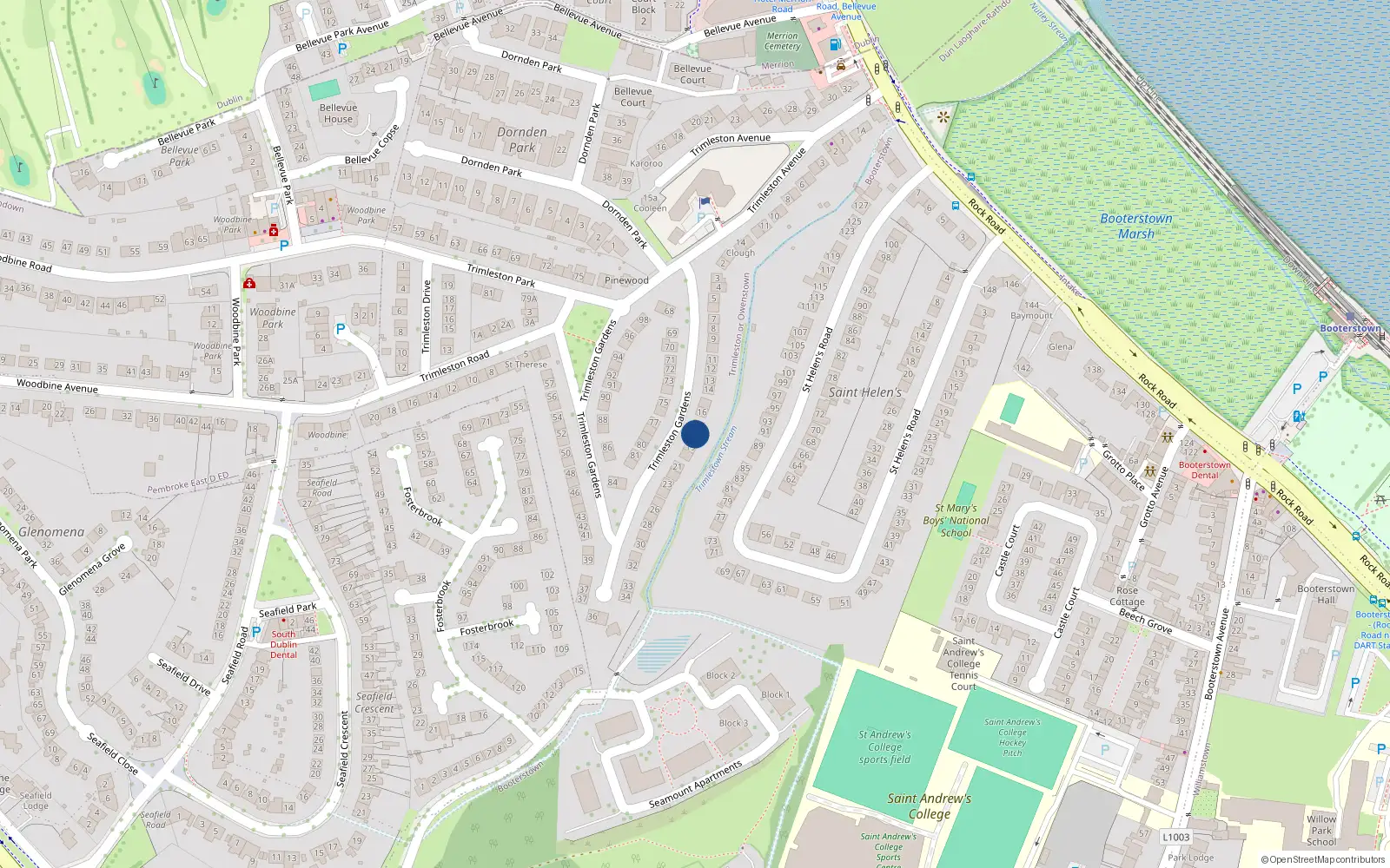 Overhead map showing the location of 18 Trimleston Gardens, Trimleston or Owenstown