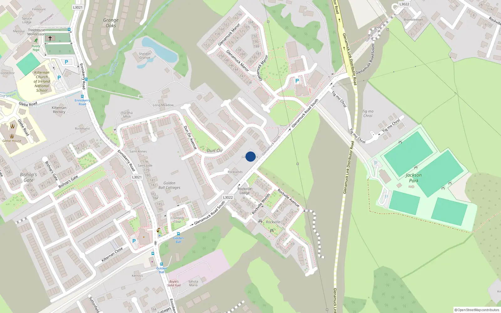 Overhead map showing the location of 180 Golden Ball Cottages, Enniskerry Road, Kilternan