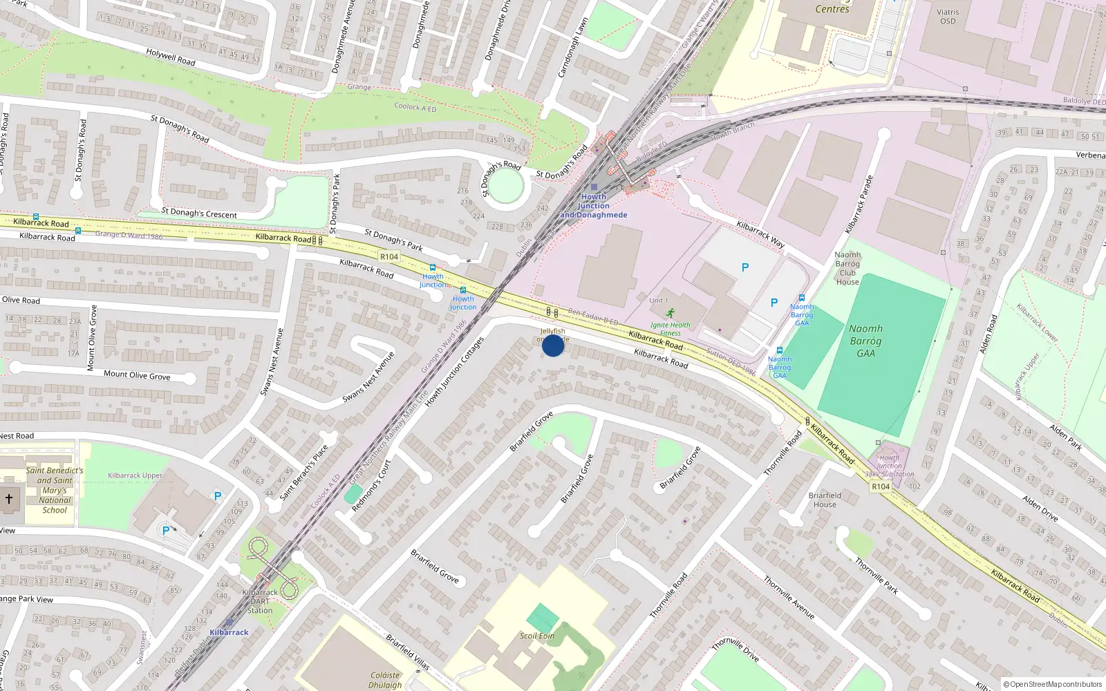 Overhead map showing the location of 181 Kilbarrack Road, Dublin 5