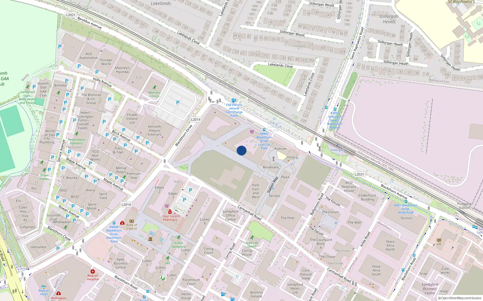 Overhead map showing the location of 181 South Central, Rockbrook, Sandyford