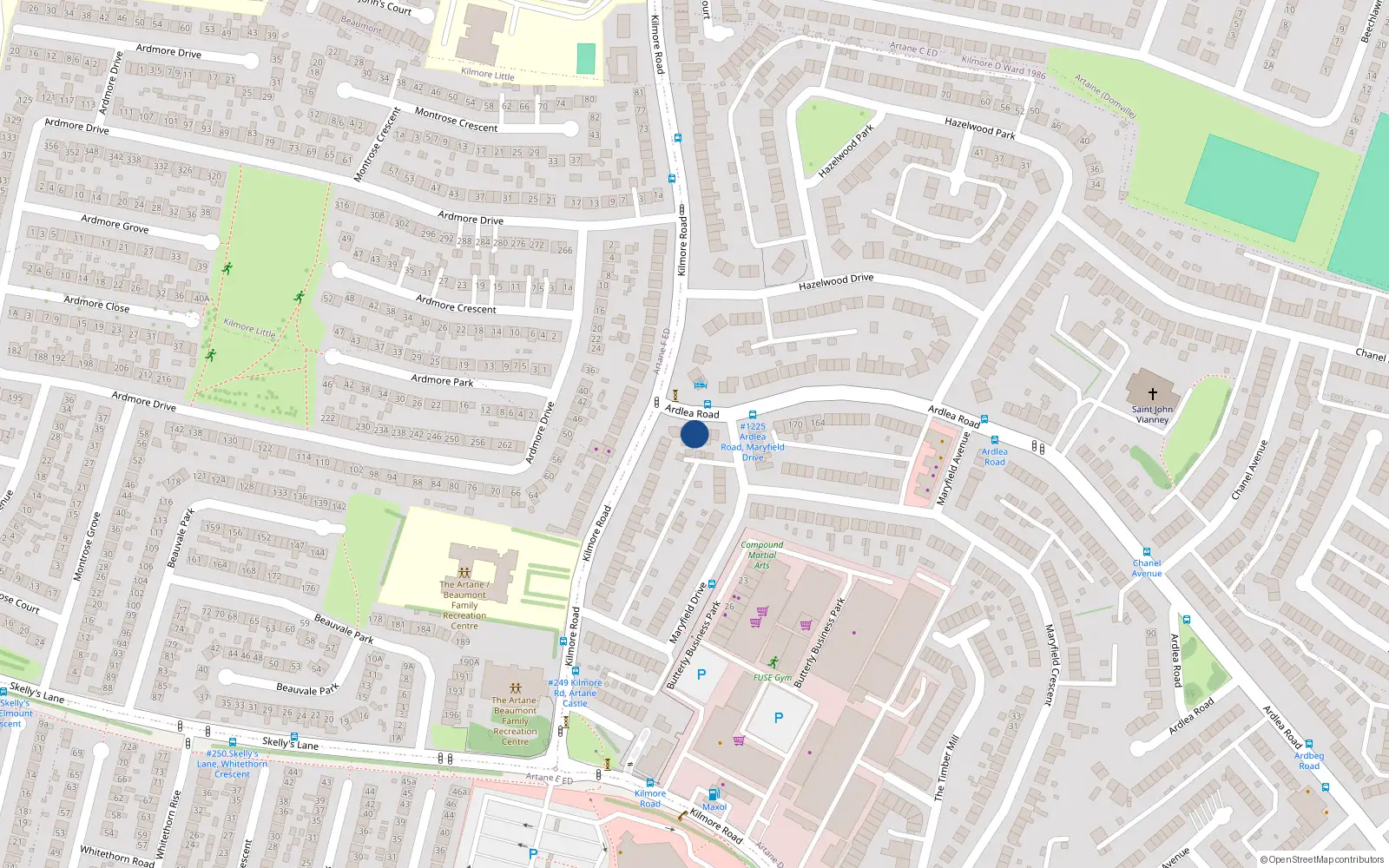Overhead map showing the location of 182 Ardlea Road, Dublin 5