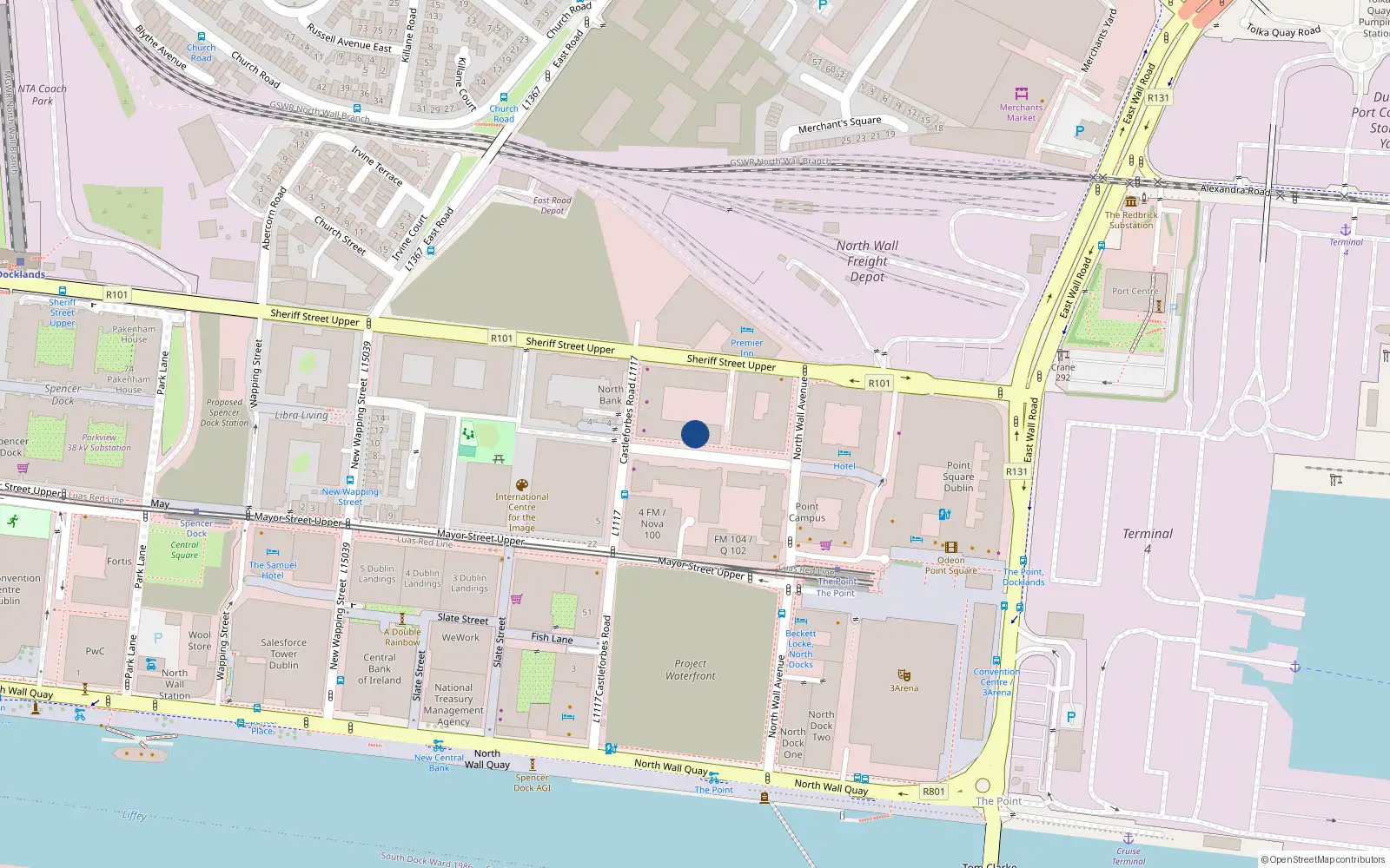 Overhead map showing the location of 182 Castleforbes Square, Castleforbes Road, Dublin 1