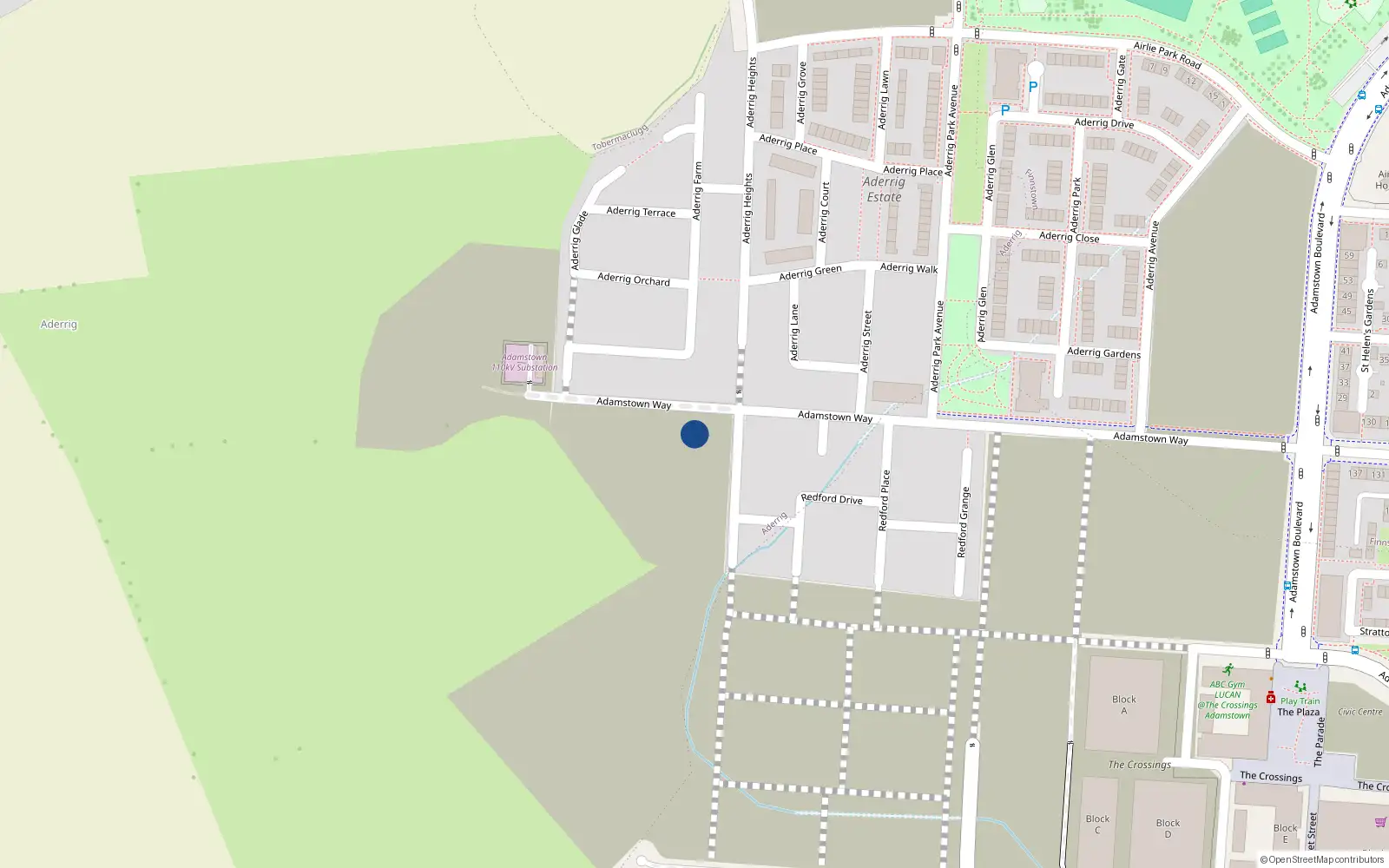 Overhead map showing the location of 184 Adamstown Way, Lucan