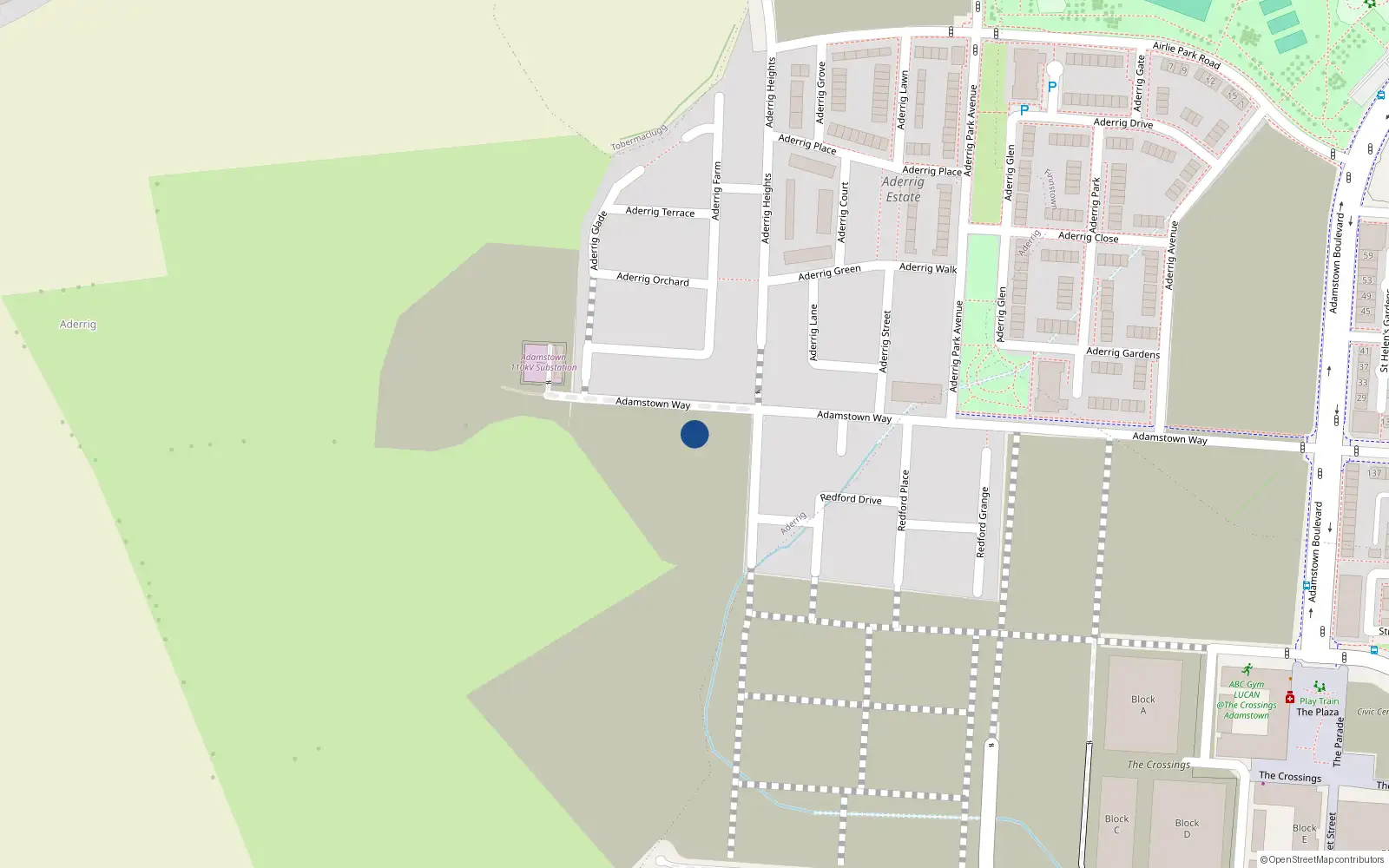 Overhead map showing the location of 188 Adamstown Way, Lucan