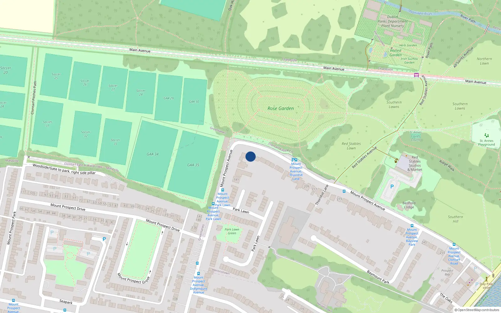 Overhead map showing the location of 189 Mount Prospect Avenue, Dublin 3