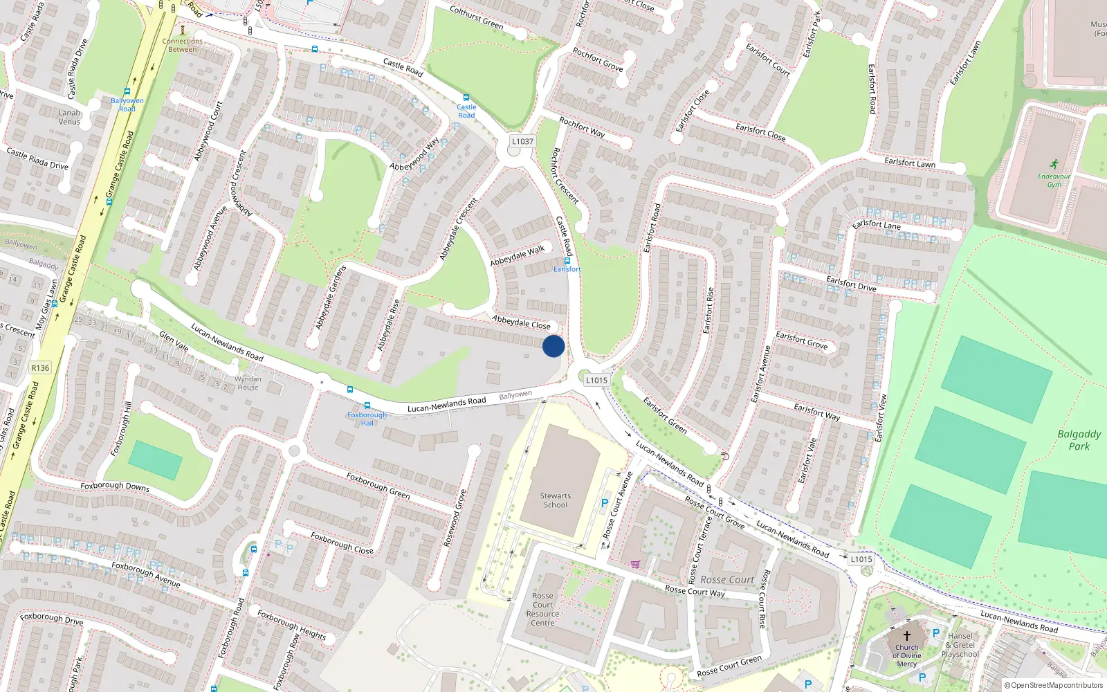Overhead map showing the location of 19 Abbeydale Close, Lucan, Co Dublin