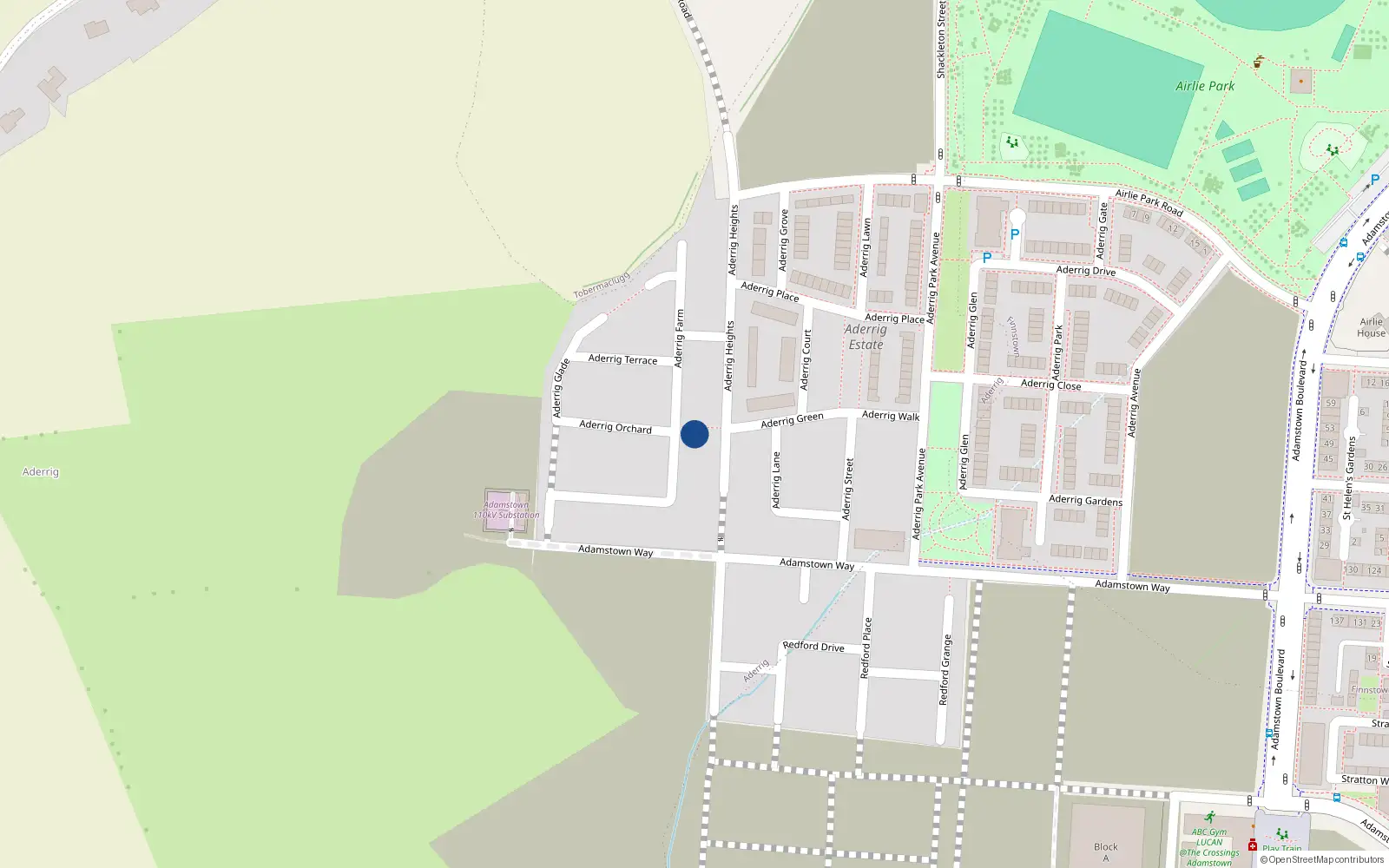 Overhead map showing the location of 19 Aderrig Farm, Lucan