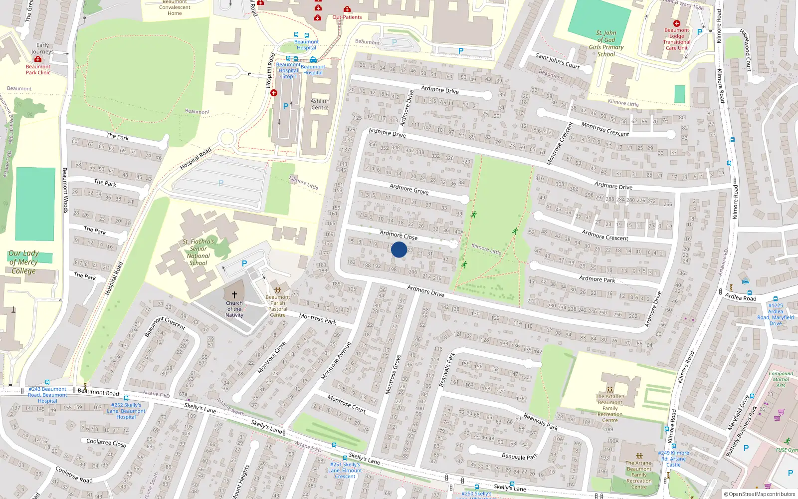 Overhead map showing the location of 19 Ardmore Close, Artane, Dublin 5