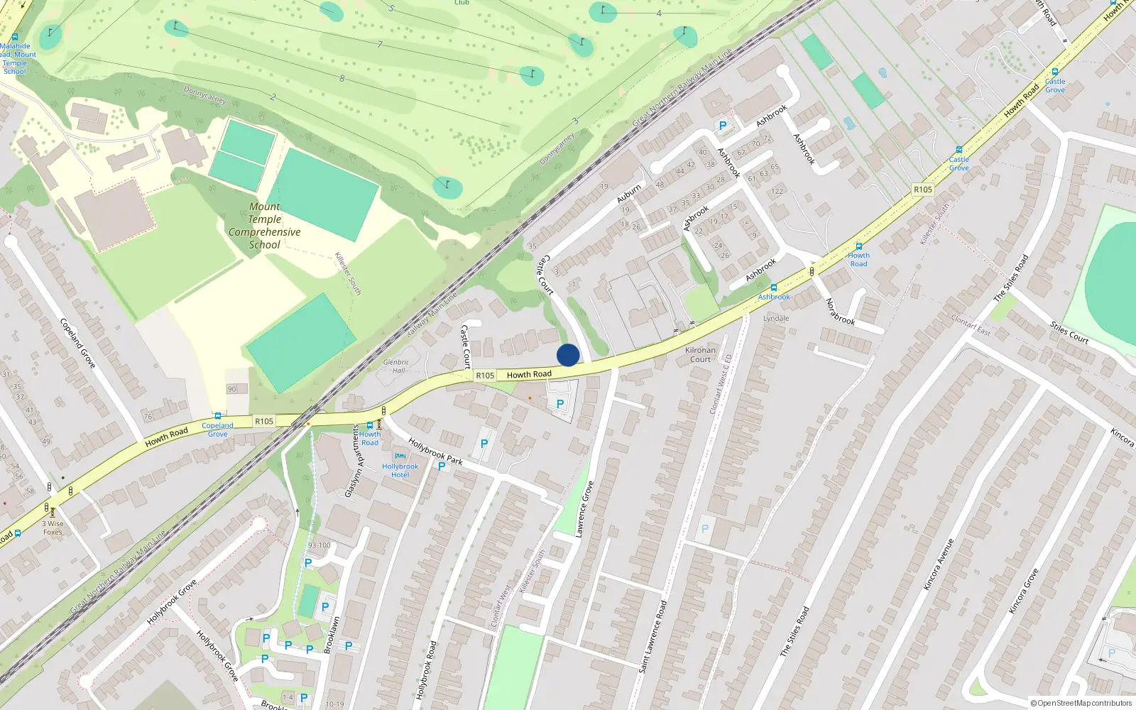 Overhead map showing the location of 19 Auburn, Clontarf