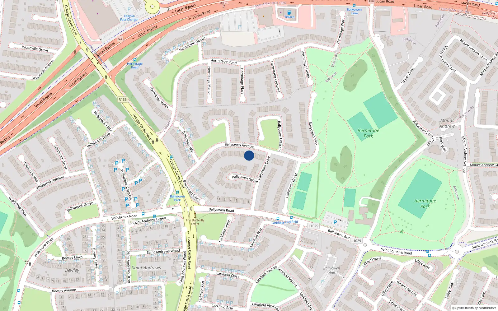 Overhead map showing the location of 19 Ballyowen Avenue, Ballyowen Park, Lucan