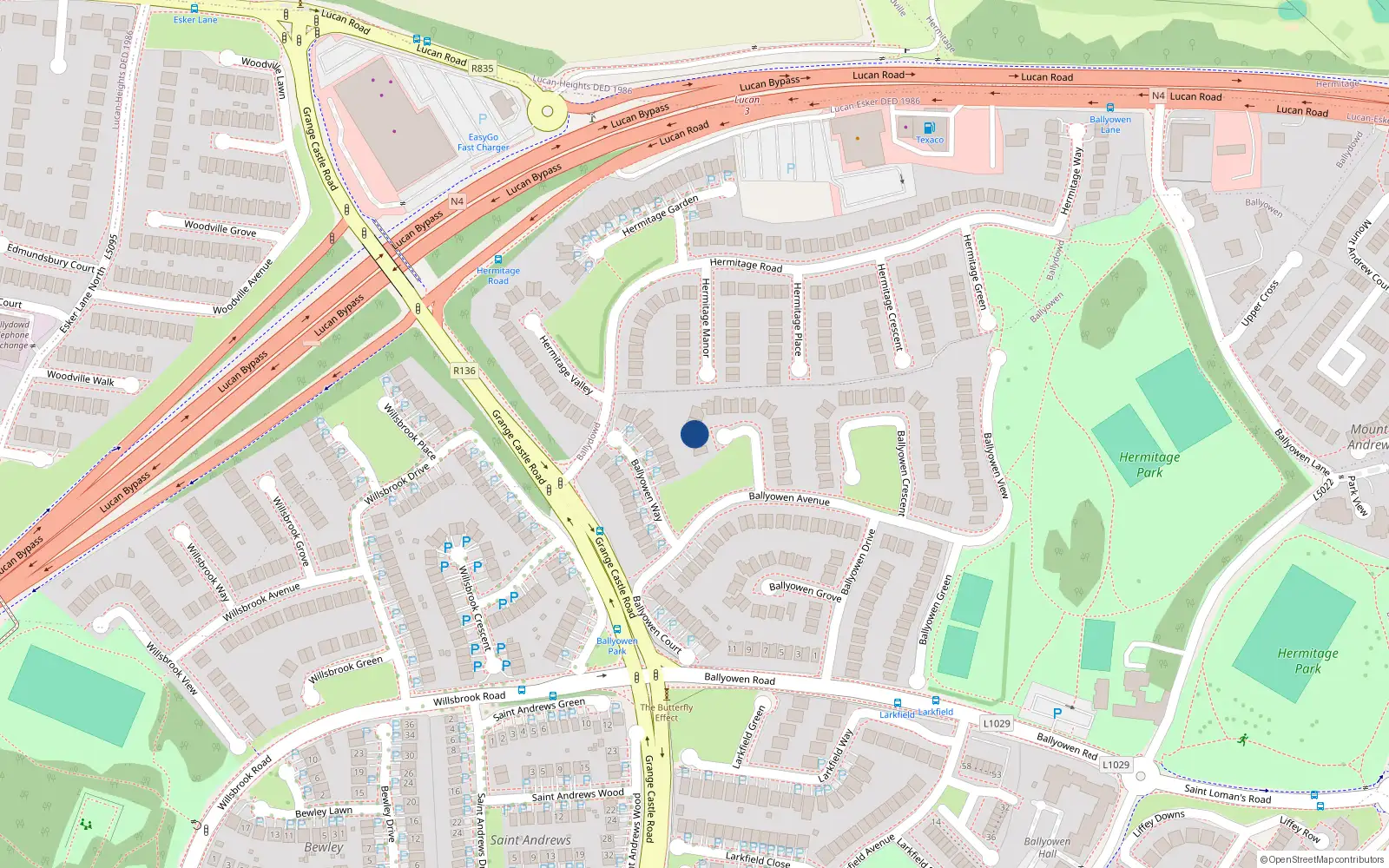 Overhead map showing the location of 19 Ballyowen Lawn, Lucan