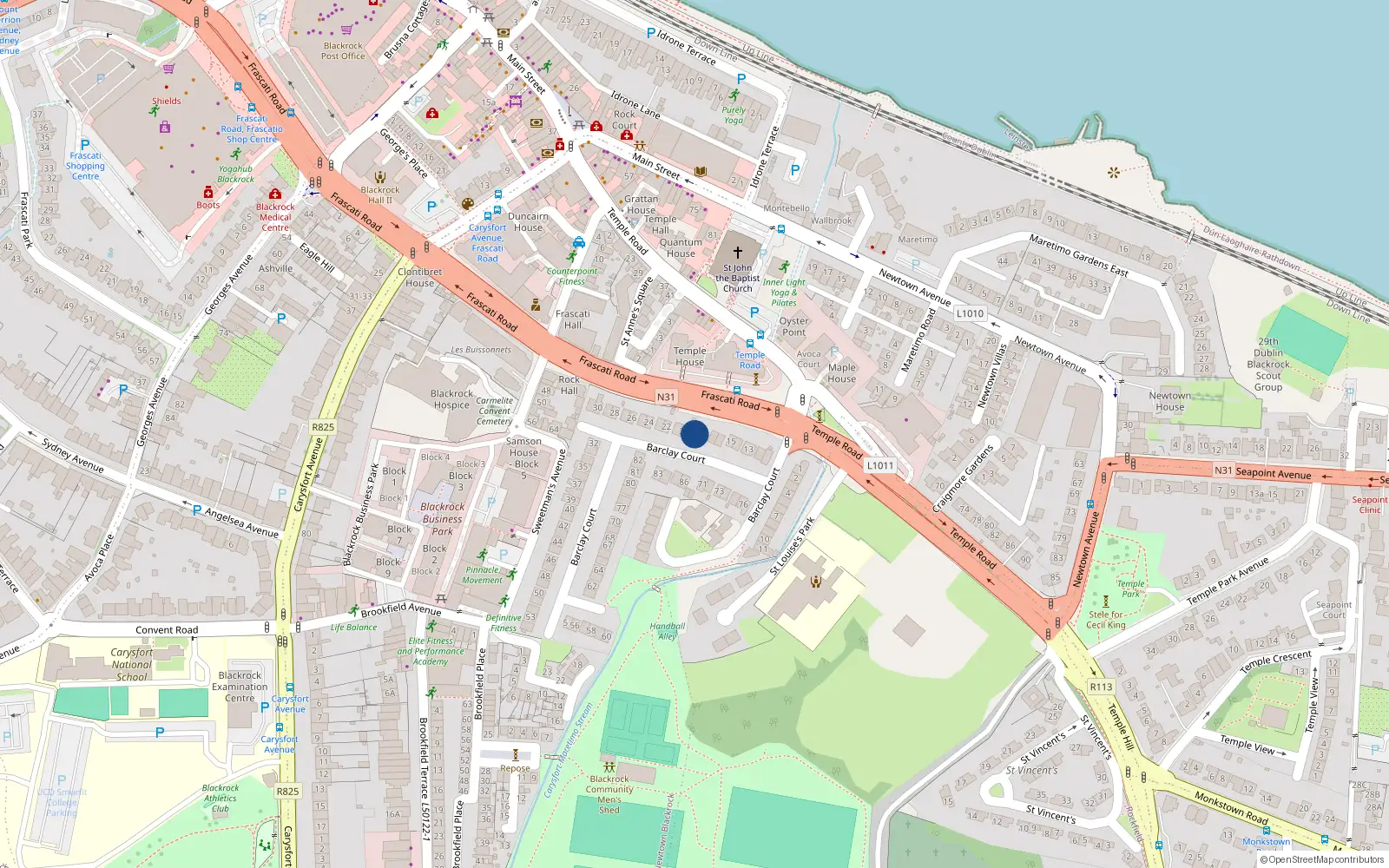 Overhead map showing the location of 19 Barclay Court, Dublin