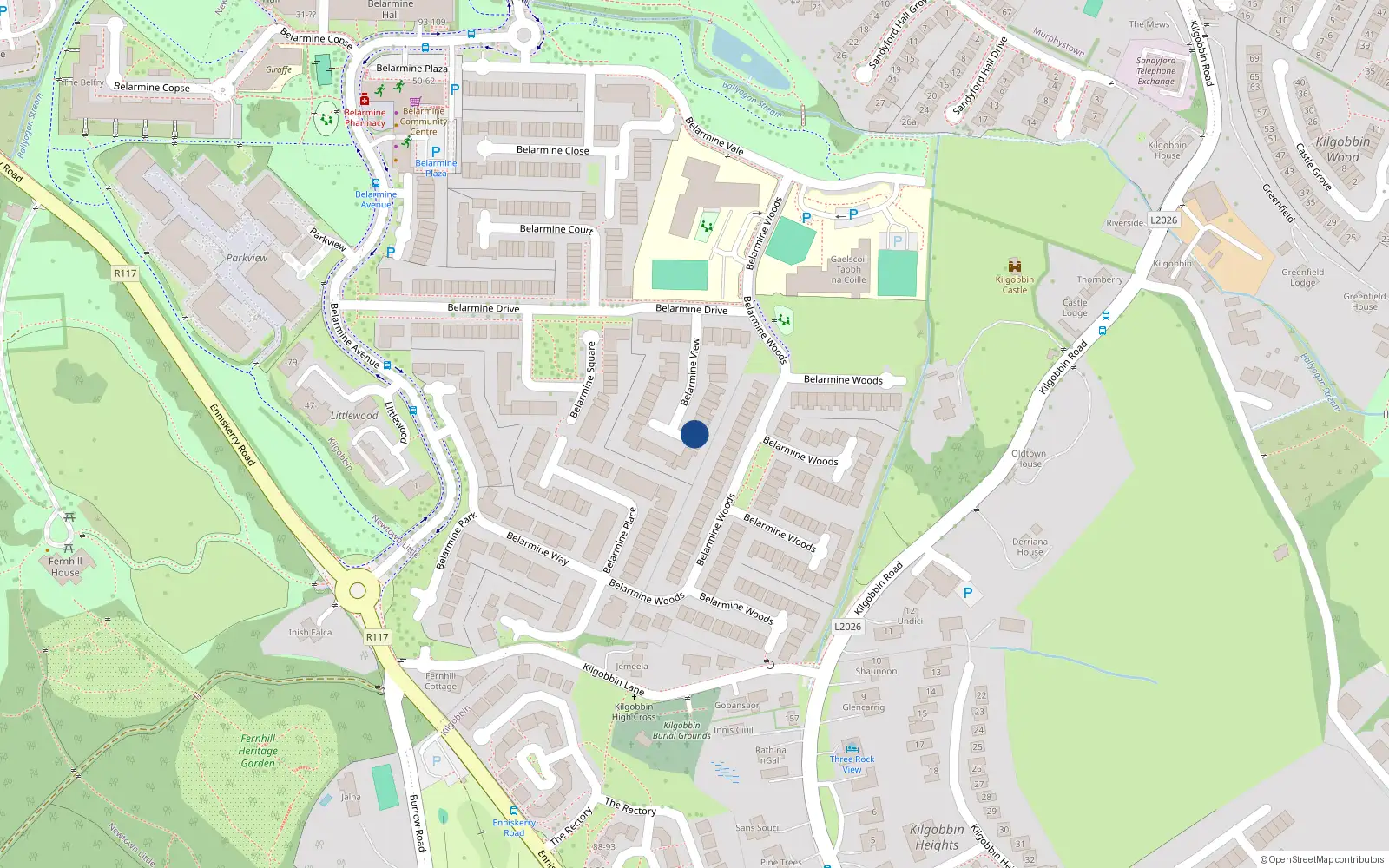 Overhead map showing the location of 19 Belamine View, 19 Belarmine View, Stepaside