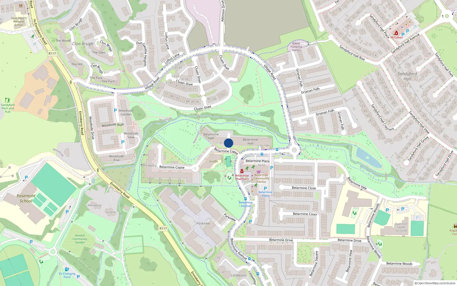 Overhead map showing the location of 19 Belarmine Hall, Kilgobbin